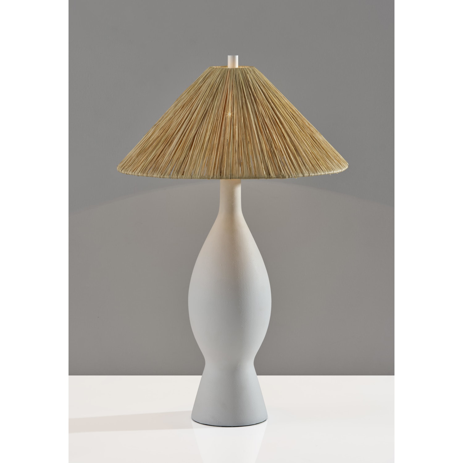 Adesso Maren Table Lamp, White/Raffia Grass Shade - Image 6