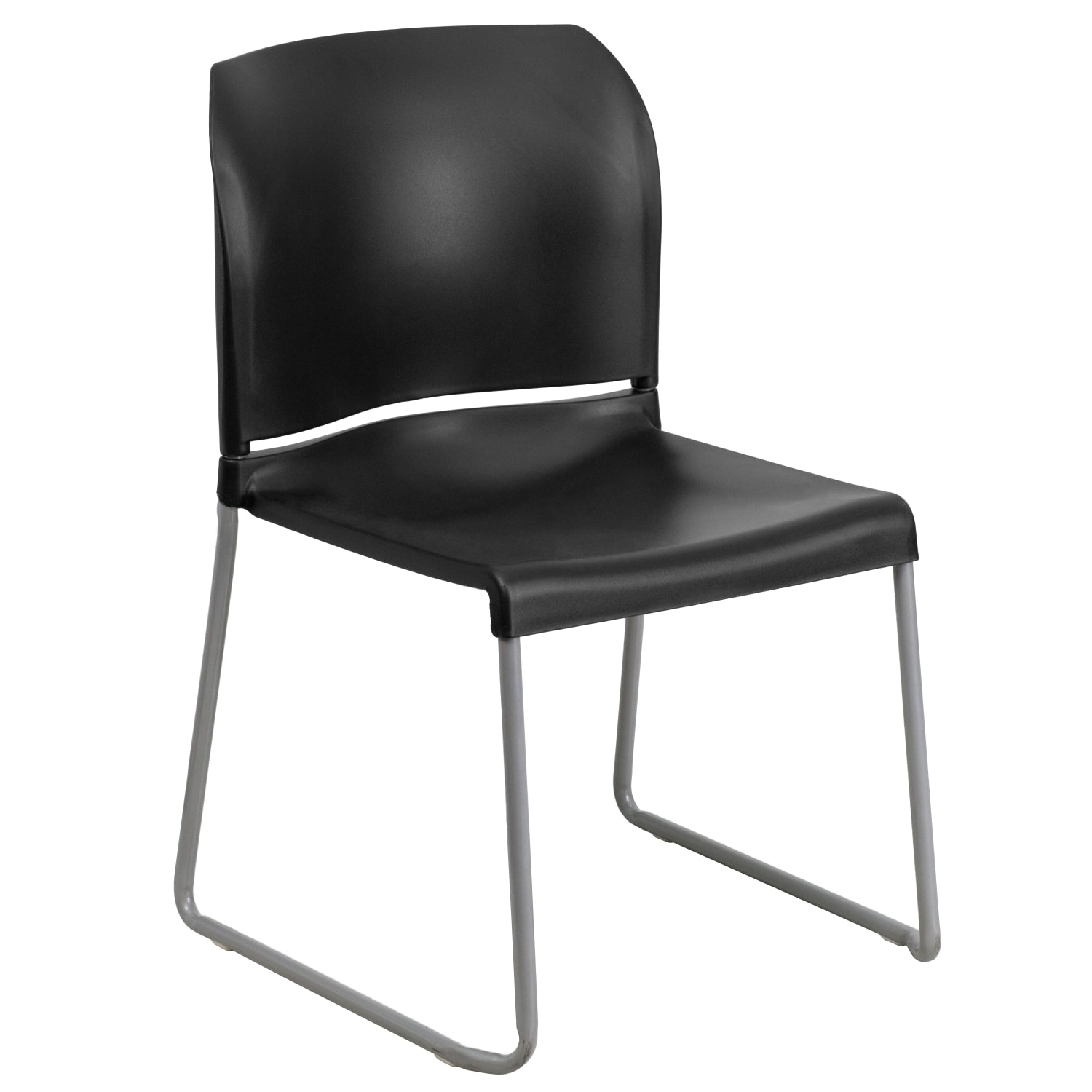 Flash Furniture HERCULES Series Full-Back Contoured Stack Chairs, Black/Silver, Set Of 5 Chairs