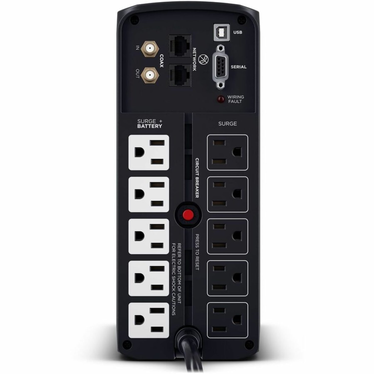 CyberPower BRG1000AVRLCD Intelligent LCD UPS Systems - 1000VA/600W, 120 VAC, NEMA 5-15P, Mini-Tower, 10 Outlets, PowerPanel Personal - BRG1000AVRLCD - Image 3