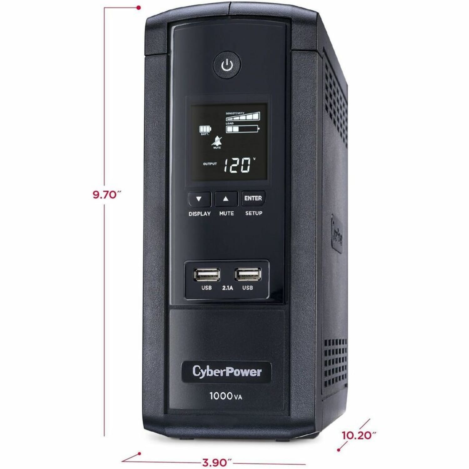CyberPower BRG1000AVRLCD Intelligent LCD UPS Systems - 1000VA/600W, 120 VAC, NEMA 5-15P, Mini-Tower, 10 Outlets, PowerPanel Personal - BRG1000AVRLCD - Image 5