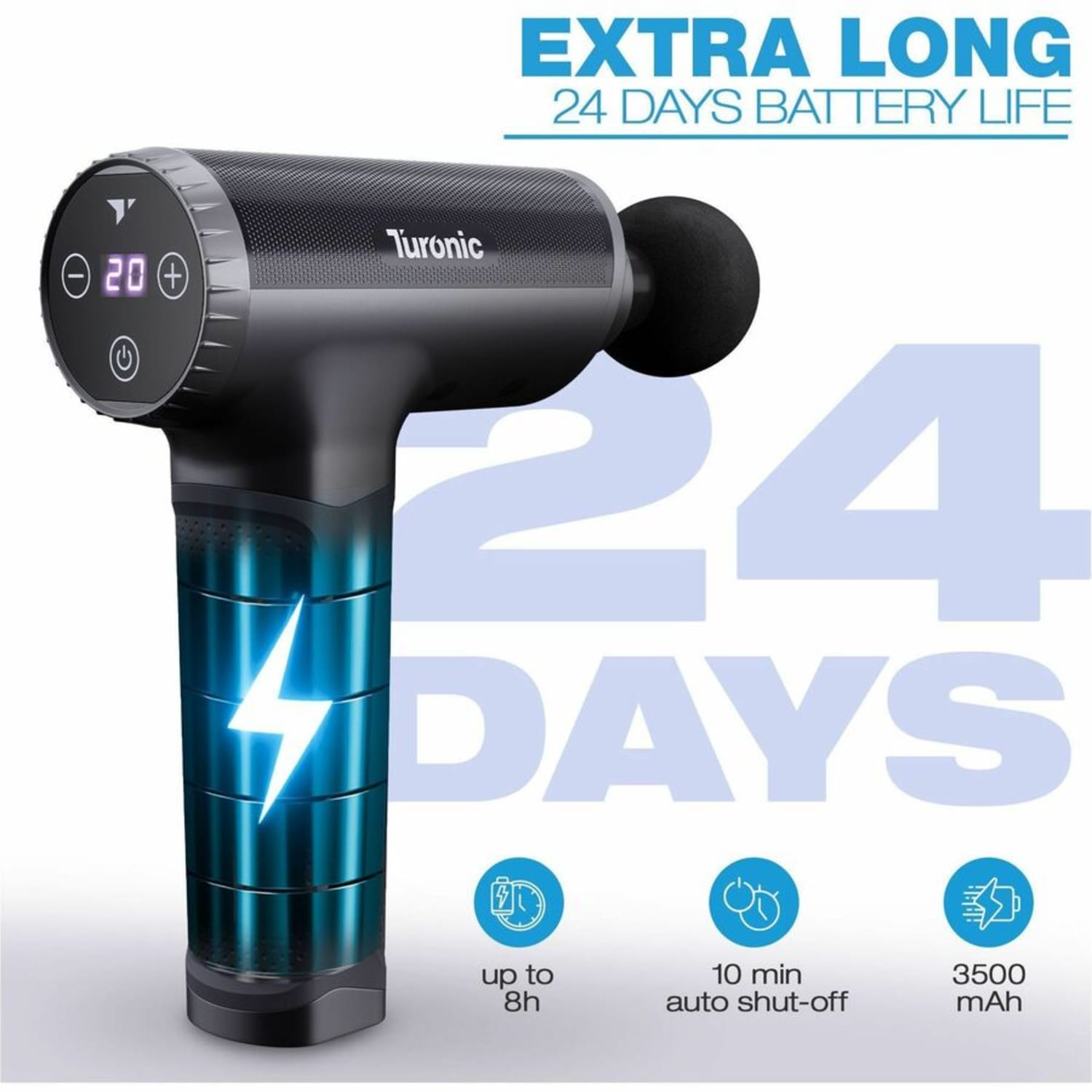 Treblab Turonic GM5 Handheld Massage Gun Deep Tissue Percussion Massager for Muscle Relaxation Whole Body Percussion Massager Black - Image 6