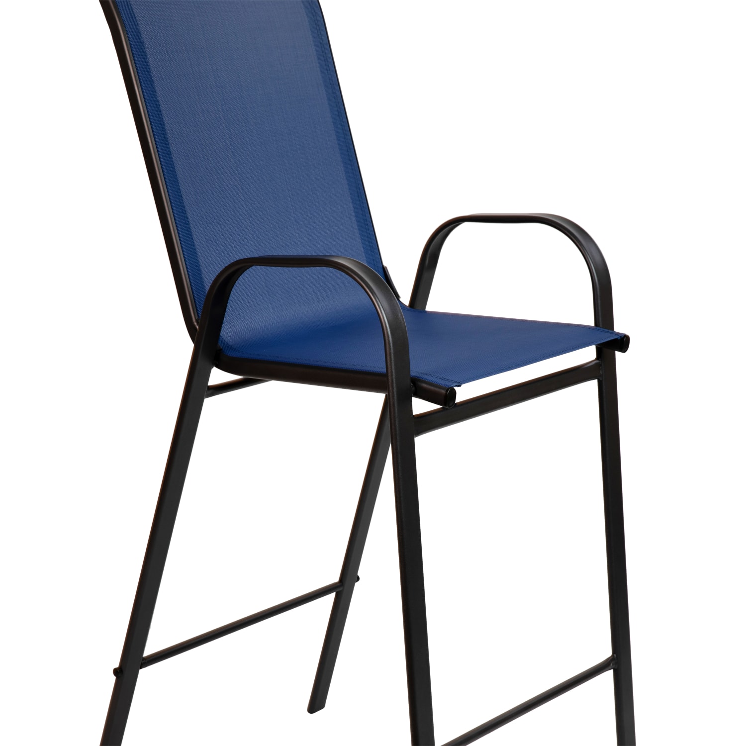 Flash Furniture Brazos Series Flex Comfort Outdoor Barstools With Backs And Metal Frames NavyBlack Set Of 2 Barstools PopularChairscom