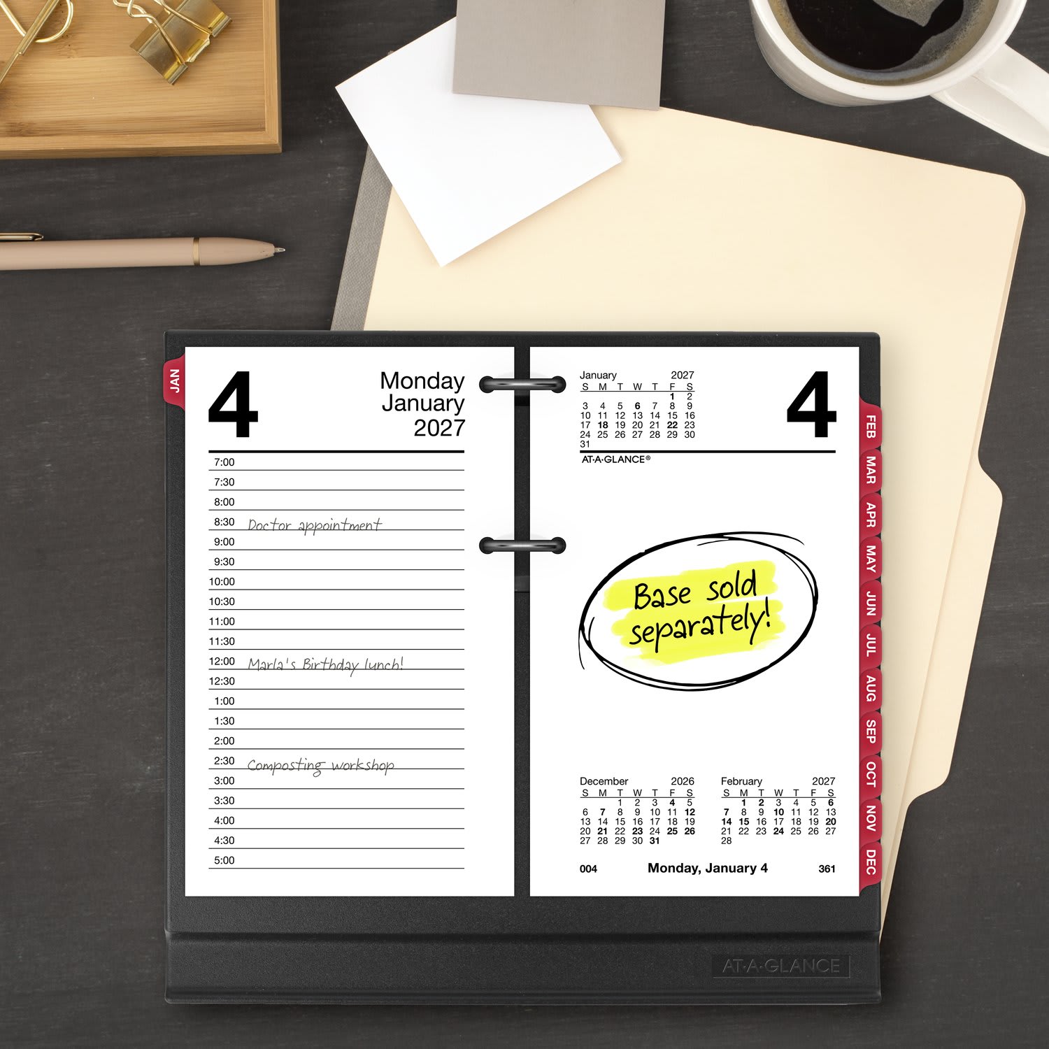 AT-A-GLANCE 2027 Daily Loose-Leaf Desk Calendar Refill with Monthly Tabs, Standard, 3 1/2in x 6in - Image 3