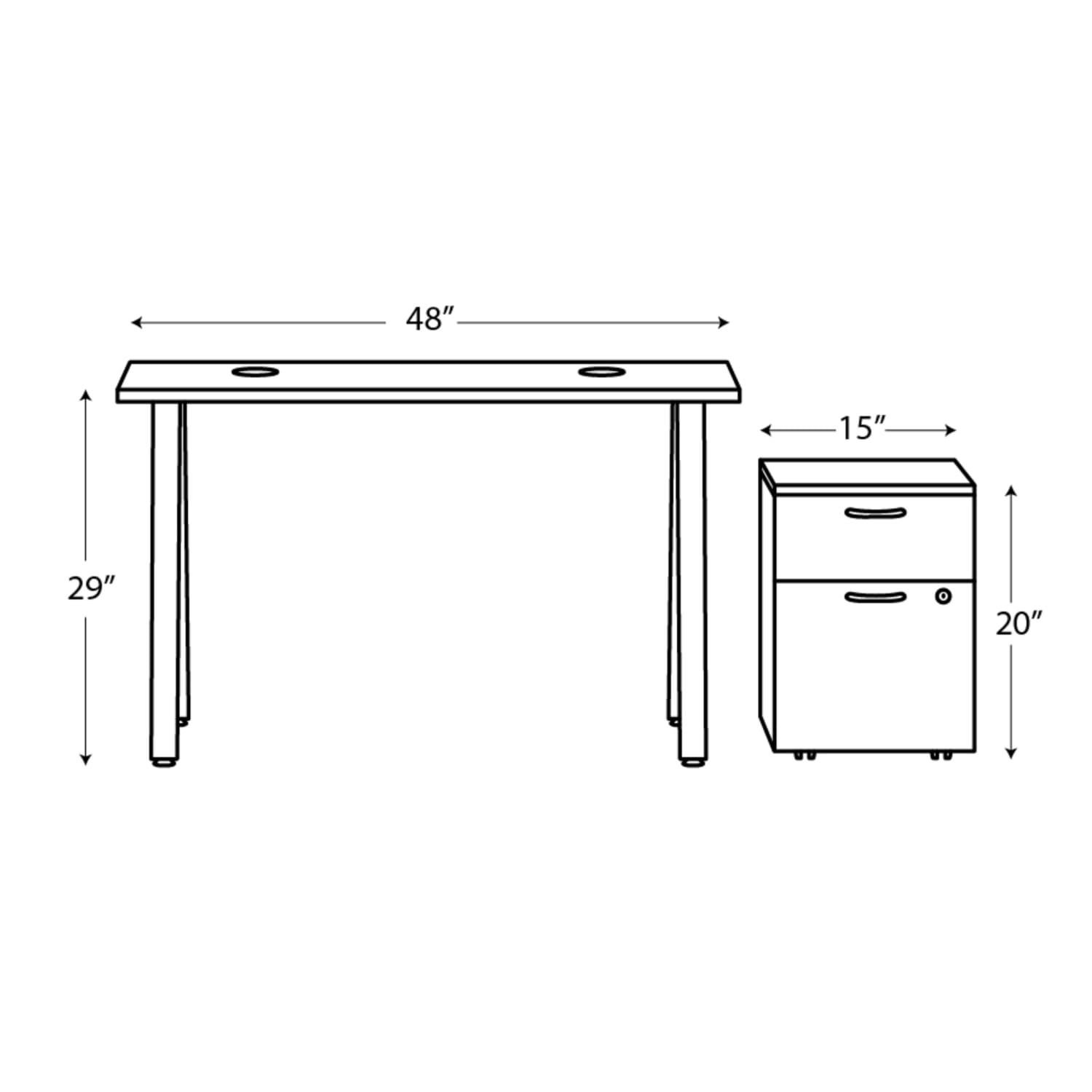 HON Mod 48inW Computer Desk, Desert Oak/Silver - Image 3