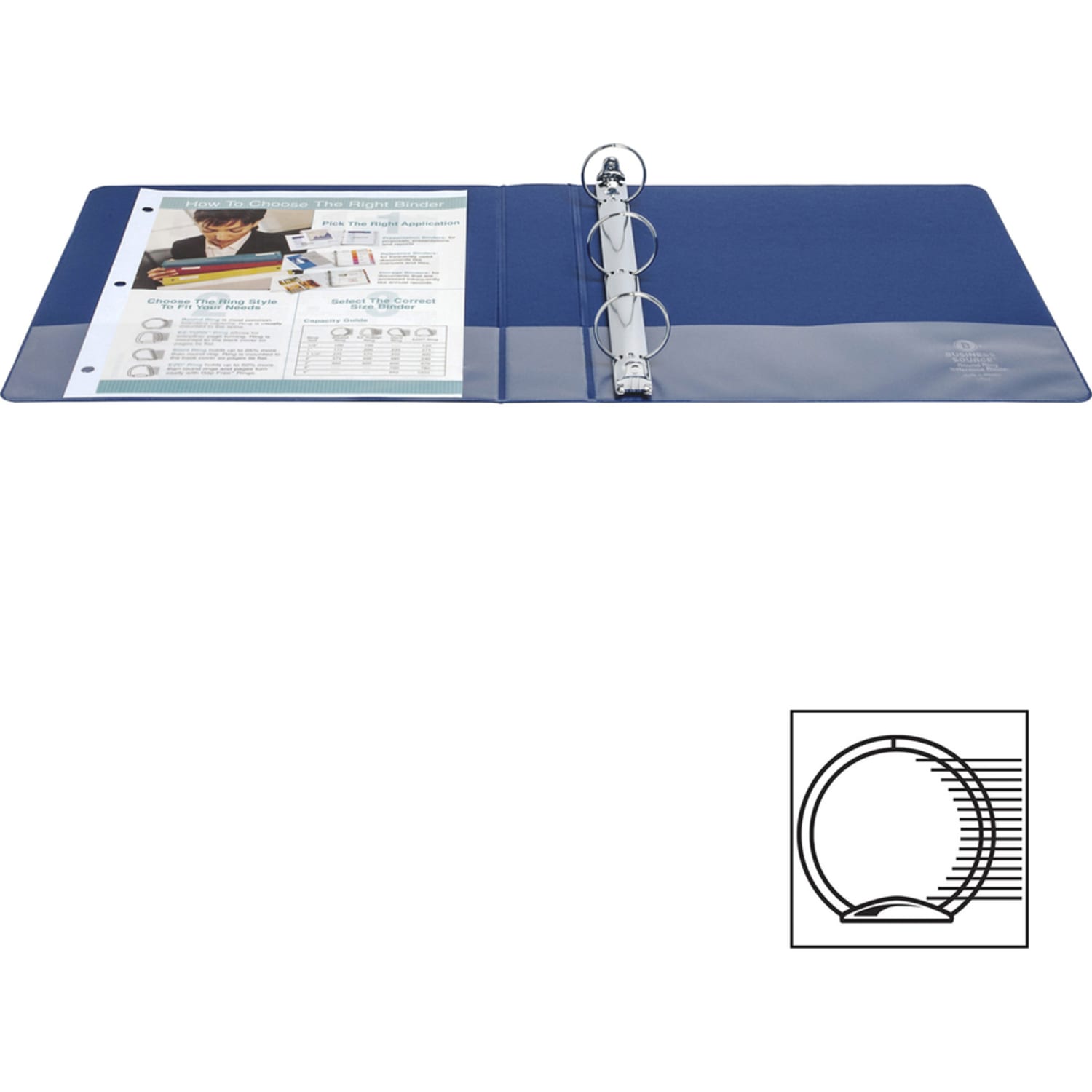 Business Source Basic Round Ring Binders, 1 1/2in Ring, 8 1/2in x 11in, Dark Blue, Pack Of 4 - Image 4
