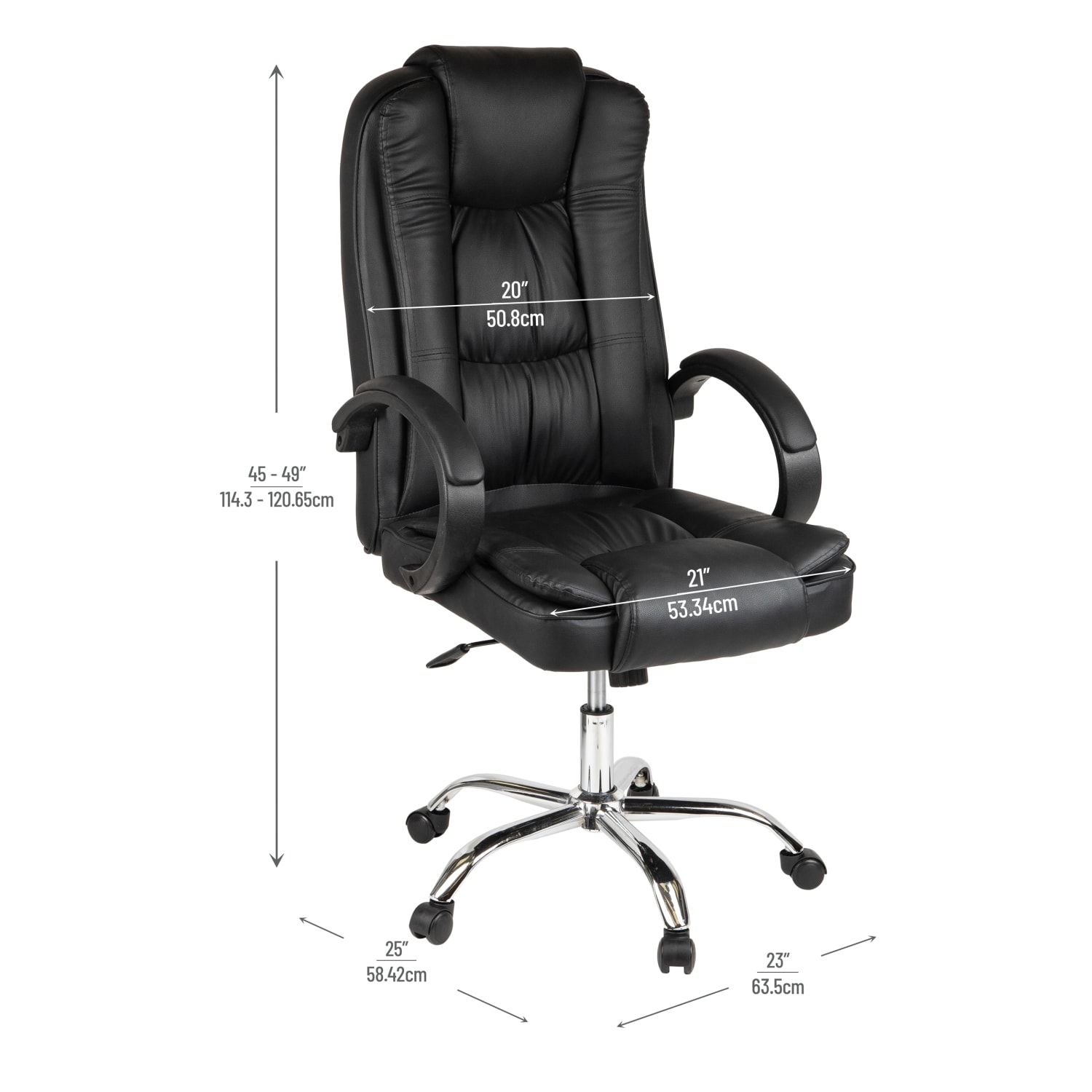 Mind Reader Ergonomic Faux Leather High Back Executive Office Chair 45 49inH Black PopularChairscom