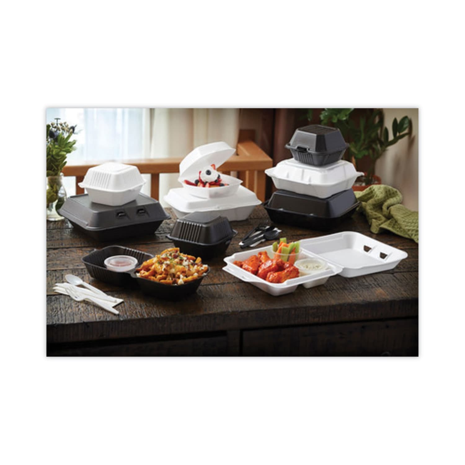 Pactiv Evergreen SmartLock Foam Hinged Lid Containers, Small, 3-Compartment, 2-11/16inH x 7-1/2inW x 8inD, White, Carton Of 150 Containers - Image 6
