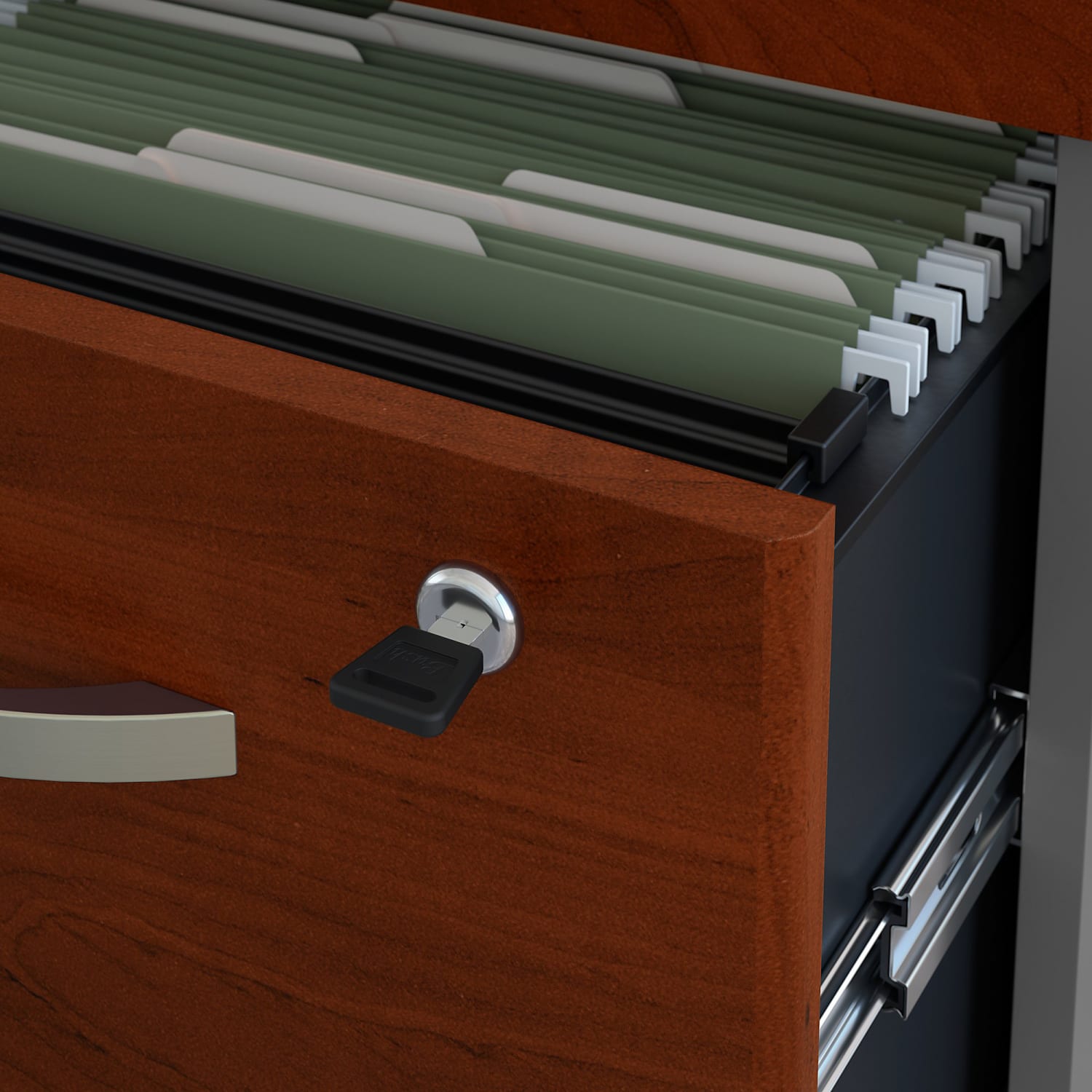 Bush Business Furniture Components 60inW Bow-Front L-Shaped Computer Desk With Return And 3-Drawer Mobile File Cabinet, Hansen Cherry, Standard Delivery - Image 6