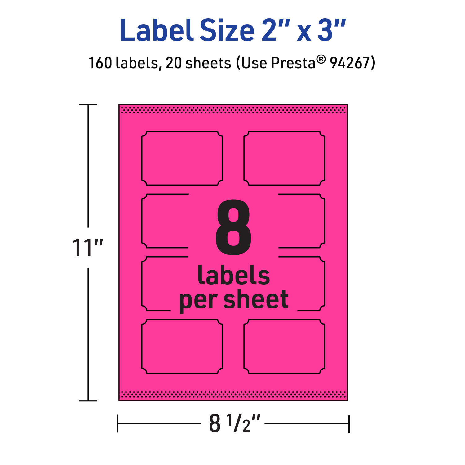 Avery Print-To-The-Edge Labels With Sure Feed Technology, 94267-NMP20, Rectangle Scalloped, 2in x 3in, Matte Neon Magenta, Pack of 160 - Image 6