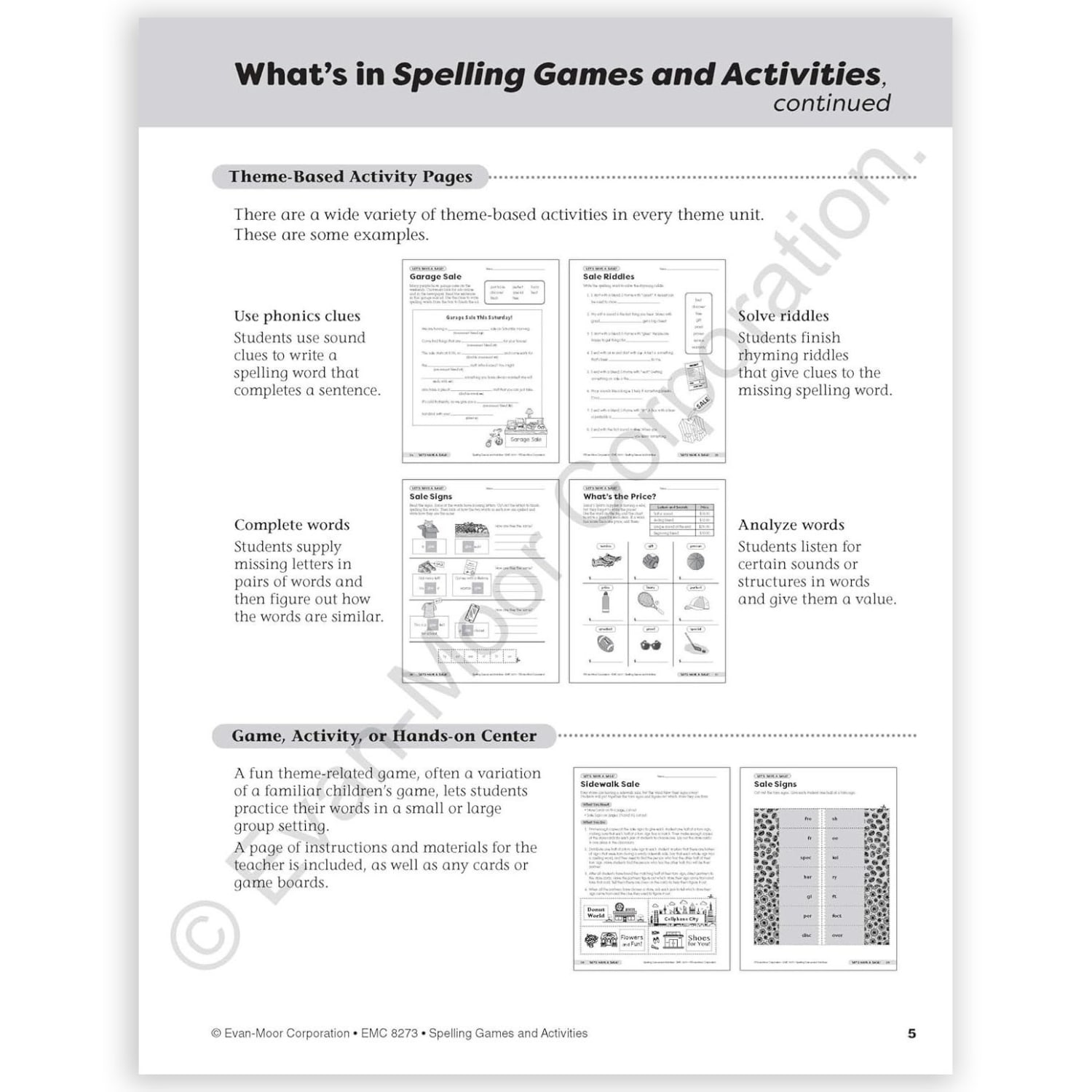 Evan-Moor Educational Publishers Spelling Games and Activities, Grade 3 - Image 4