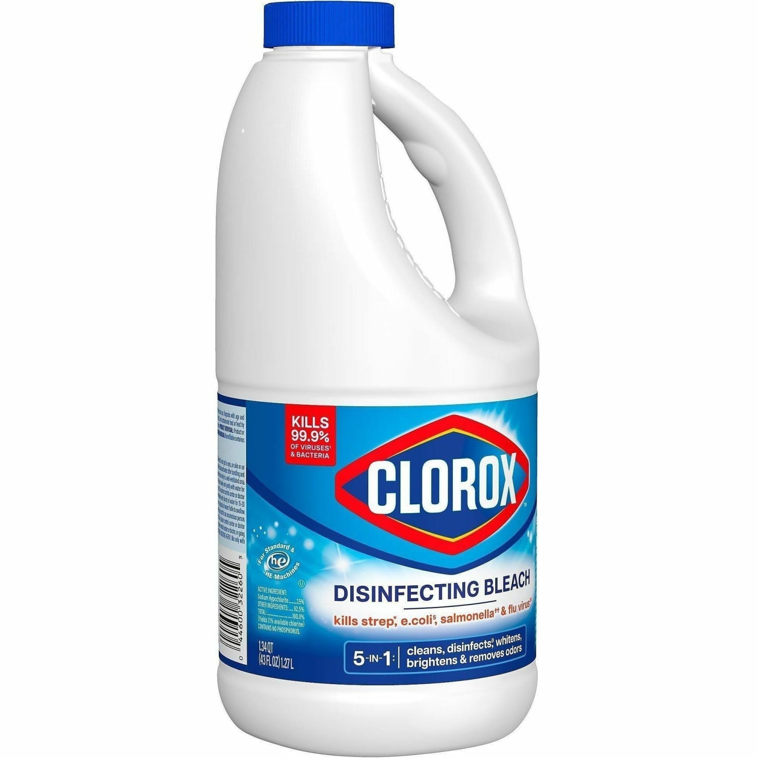 Clorox Disinfecting Bleach Concentrate, Regular Scent, 43 Oz, White, Carton Of 6 Jugs - Image 3