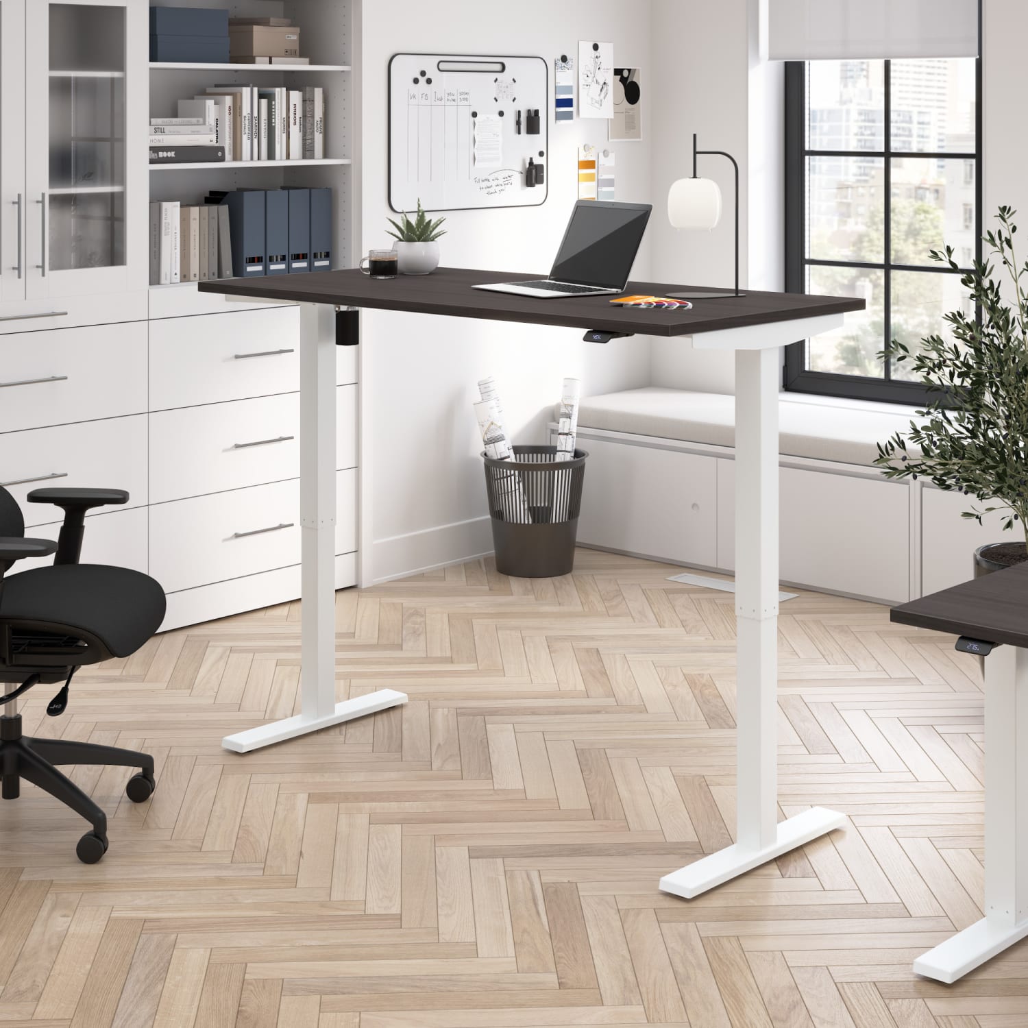 Bush Business Furniture Move 40 Series 60inW x 30inD Electric Height Adjustable Standing Desk, Storm Gray/White Powder Coat, Standard Delivery