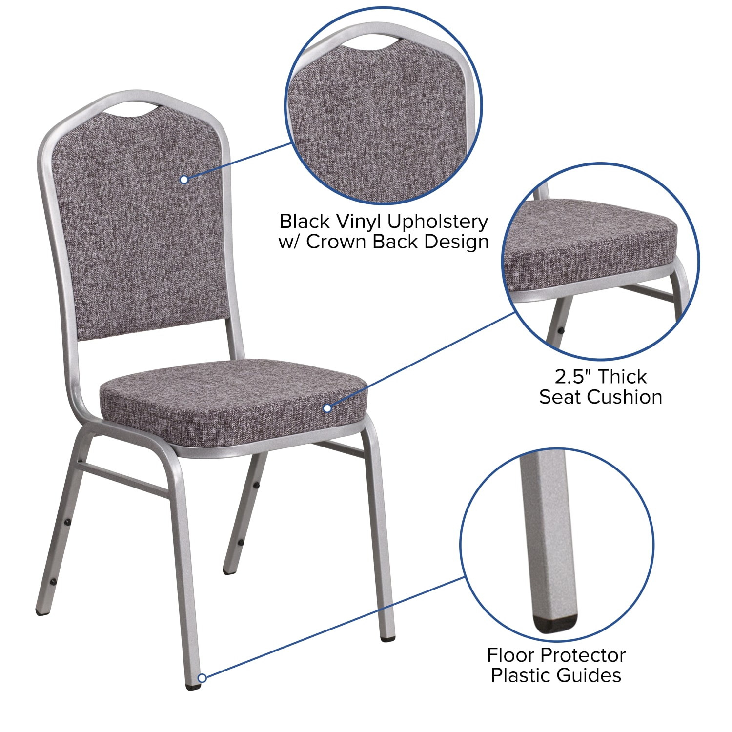 Flash Furniture HERCULES Series Crown Back Stacking Banquet Chair HerringboneSilver PopularChairscom
