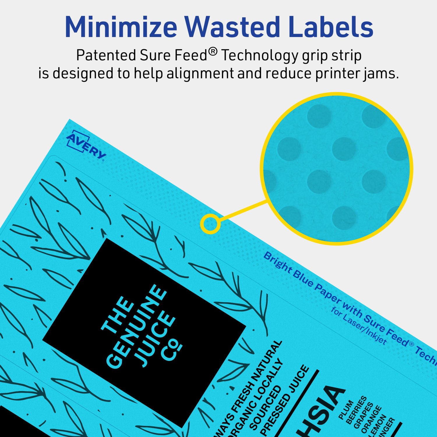 Avery Printable Labels With Sure Feed Technology, 94251-BBP10, Rectangle, 3-1/4in x 8-3/8in, Matte Bright Blue, Pack of 30 - Image 5