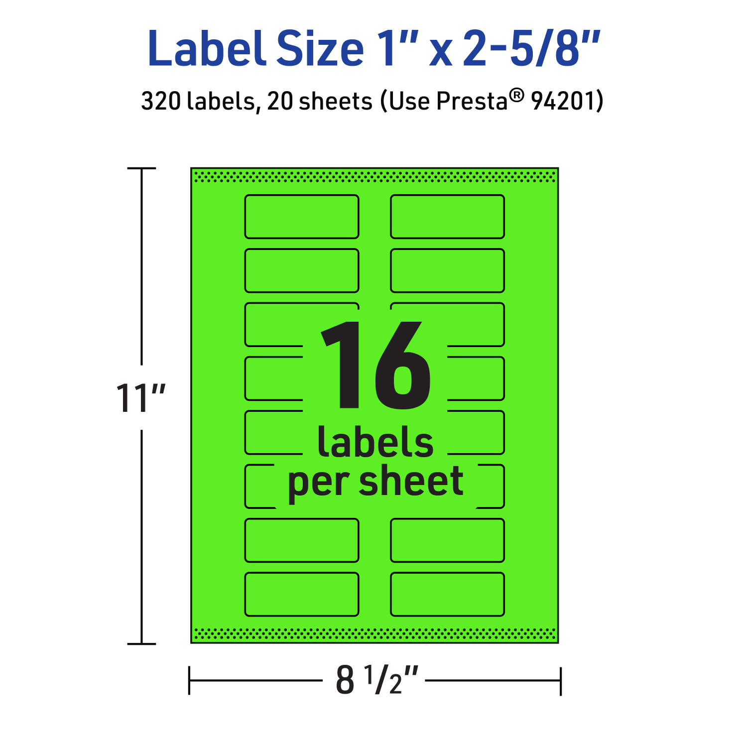 Avery Print-To-The-Edge Labels With Sure Feed Technology And Easy Peel, 94201-NGP20, Rectangle, 1in x 2-5/8in, Matte Neon Green, Pack of 320 - Image 6