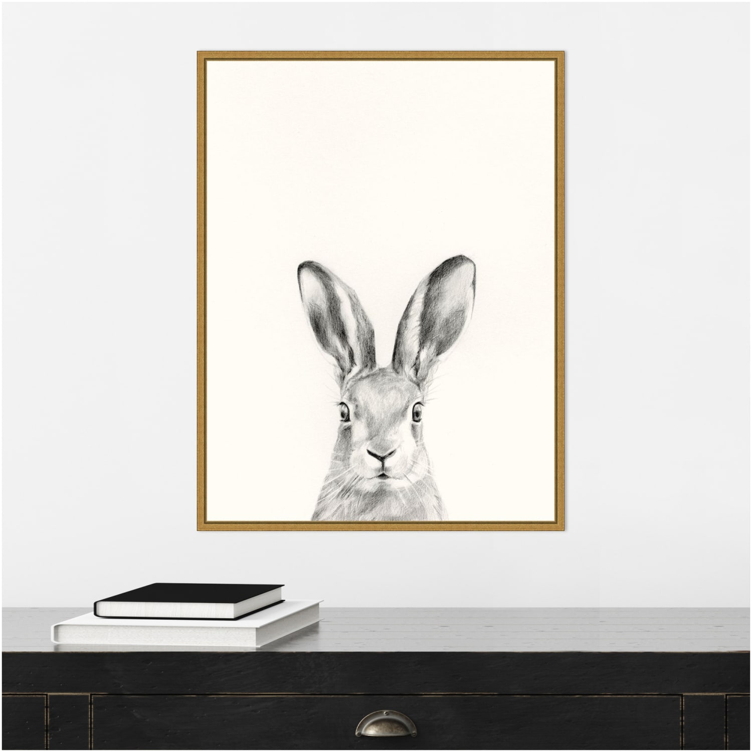 Amanti Art Animal Mug I Rabbit by Victoria Borges Framed Canvas Wall Art Print, 24inH x 18inW, Gold - Image 5