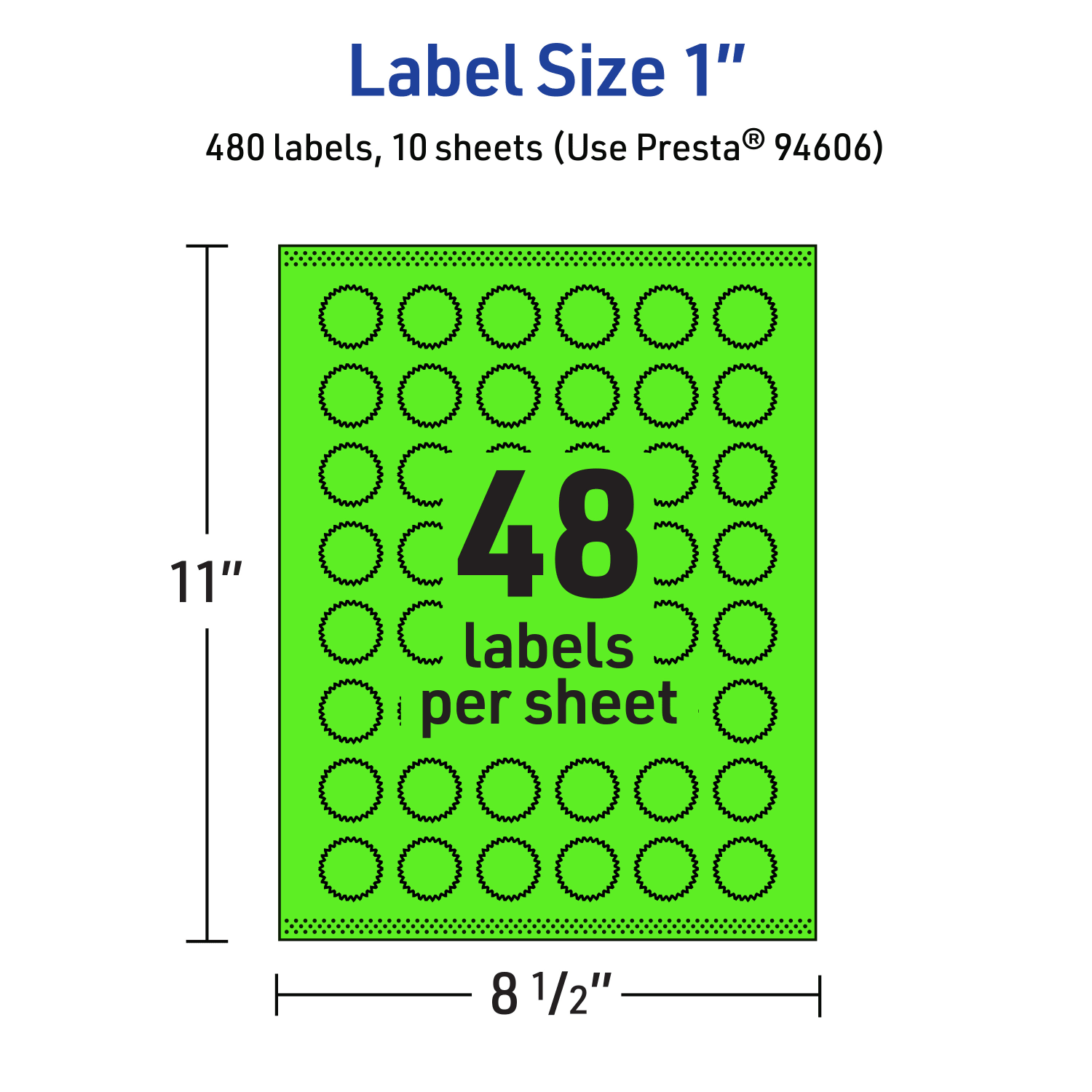 Avery Print-To-The-Edge Labels With Sure Feed Technology, 94606-NGP10, Starburst, 1in, Matte Neon Green, Pack of 480 - Image 6