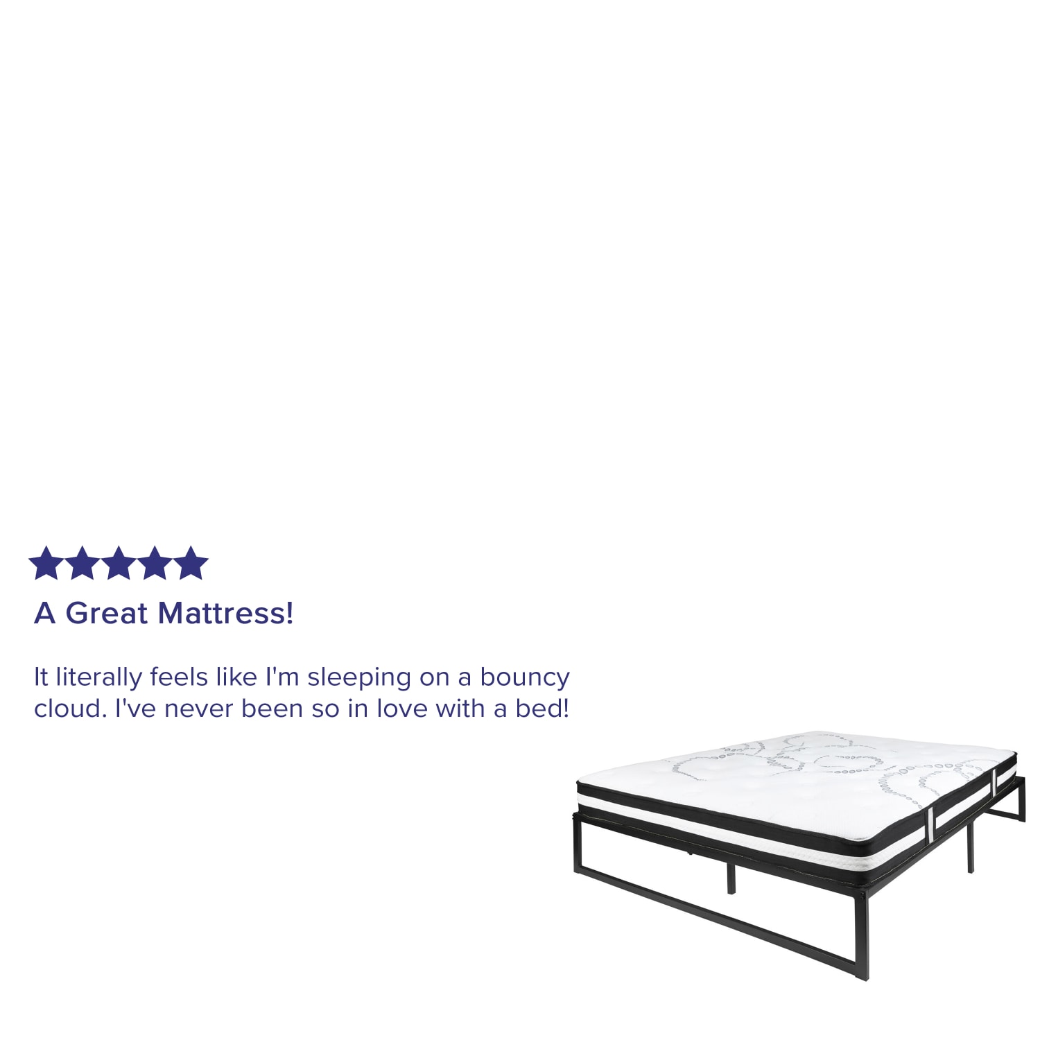 Flash Furniture 14in Metal Platform Bed Frame With 12in Pocket Spring Mattress, Queen, Black - Image 5