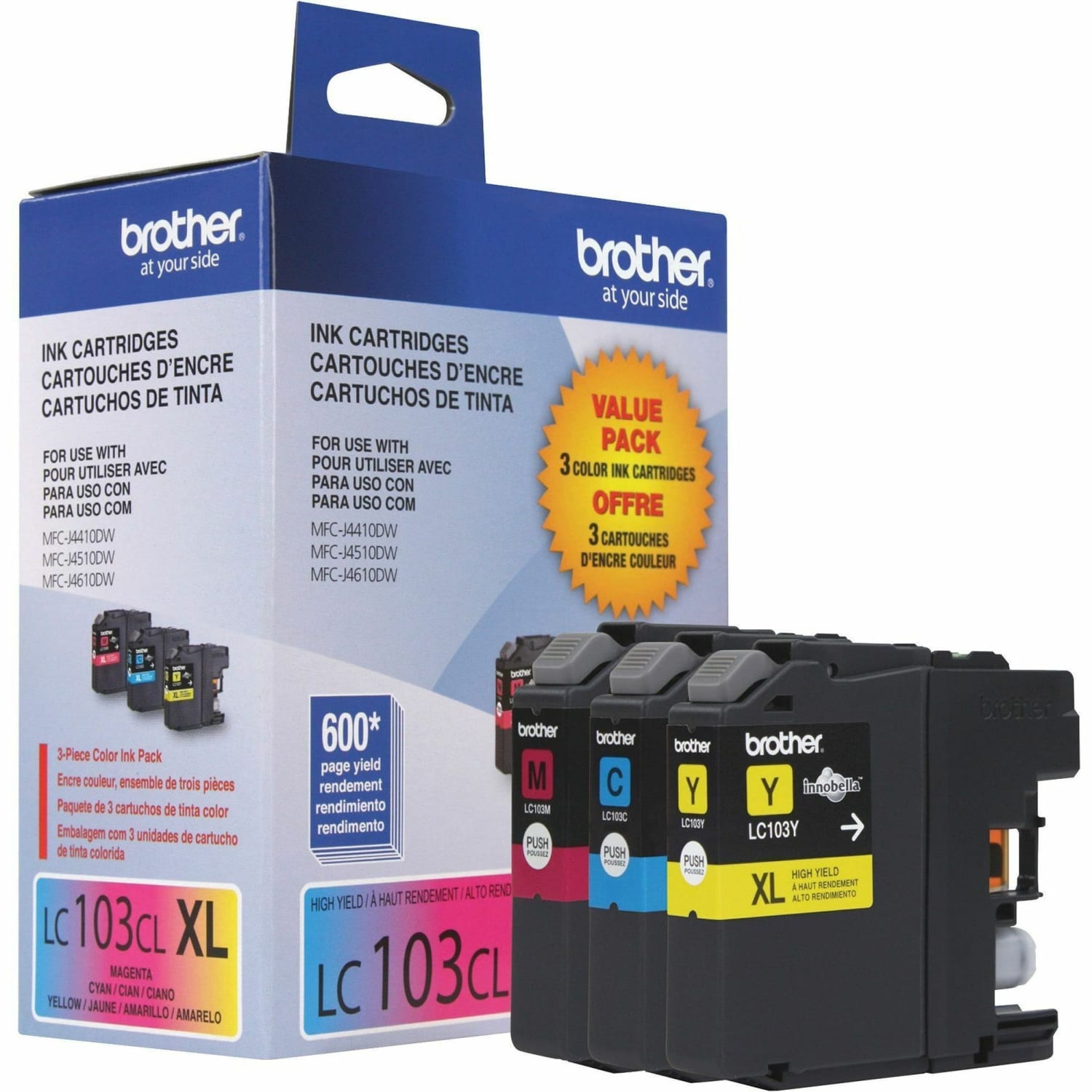Brother LC103 Cyan, Magenta, Yellow Ink Cartridges, Pack Of 3, LC1033PKS - Image 5