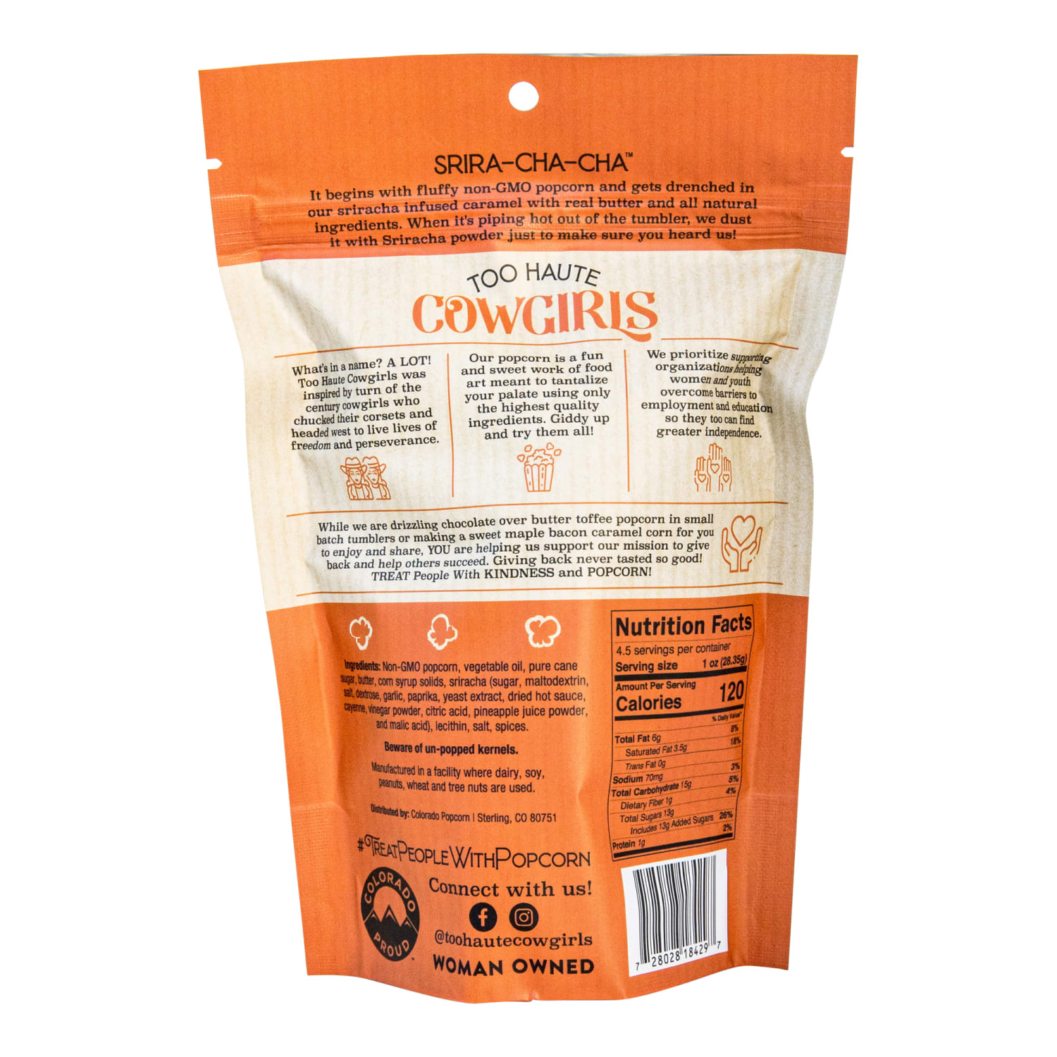 Too Haute Cowgirls Srira-Cha-Cha Popcorn, 4.5 Oz, Case of 12 Bags - Image 4
