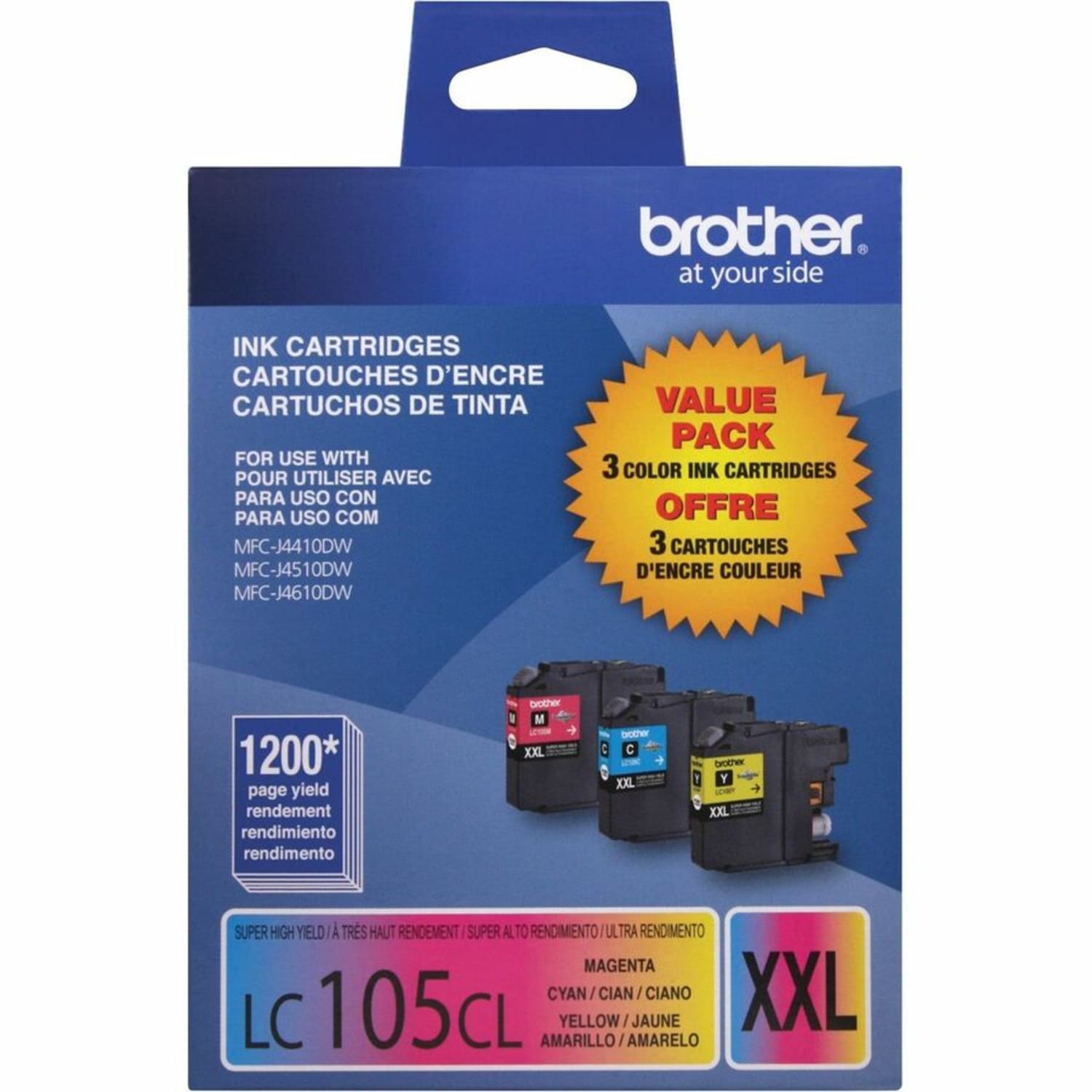Brother LC105 Cyan; Magenta; Yellow High-Yield Ink Cartridges, Pack Of 3, LC1053PKS - Image 6