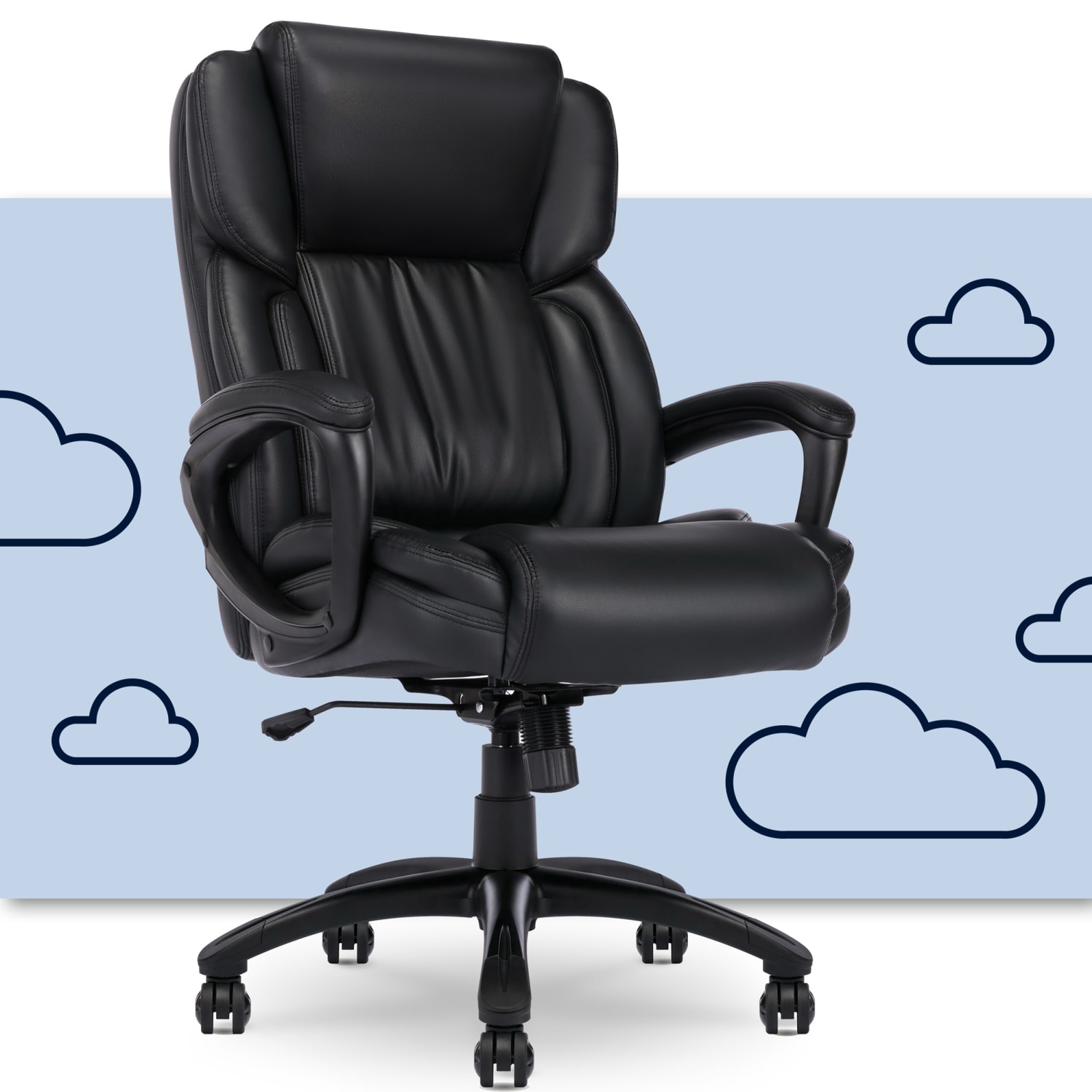 Serta Garret Ergonomic Bonded Leather High-Back Executive Chair, Space Black - Image 3
