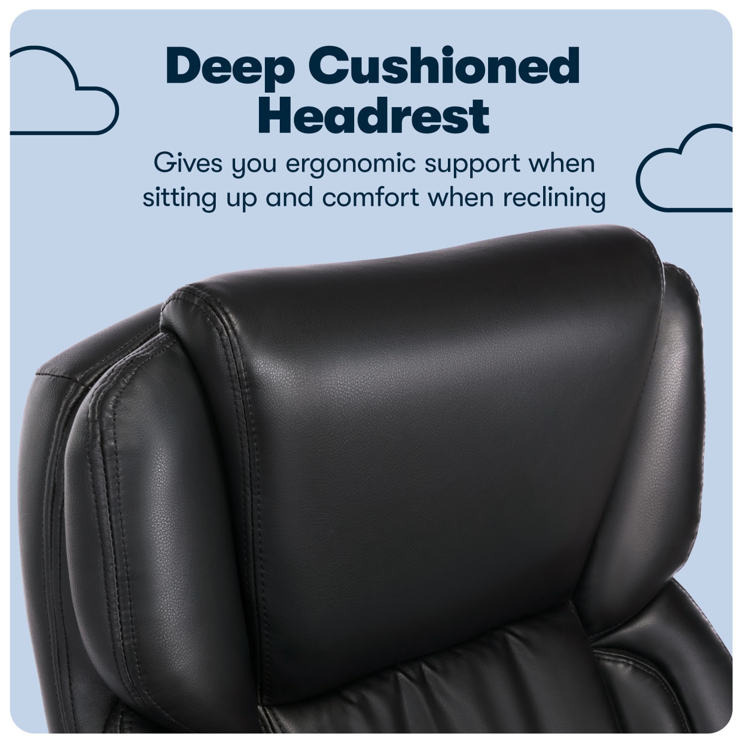 Serta Garret Ergonomic Bonded Leather High-Back Executive Chair, Space Black - Image 7