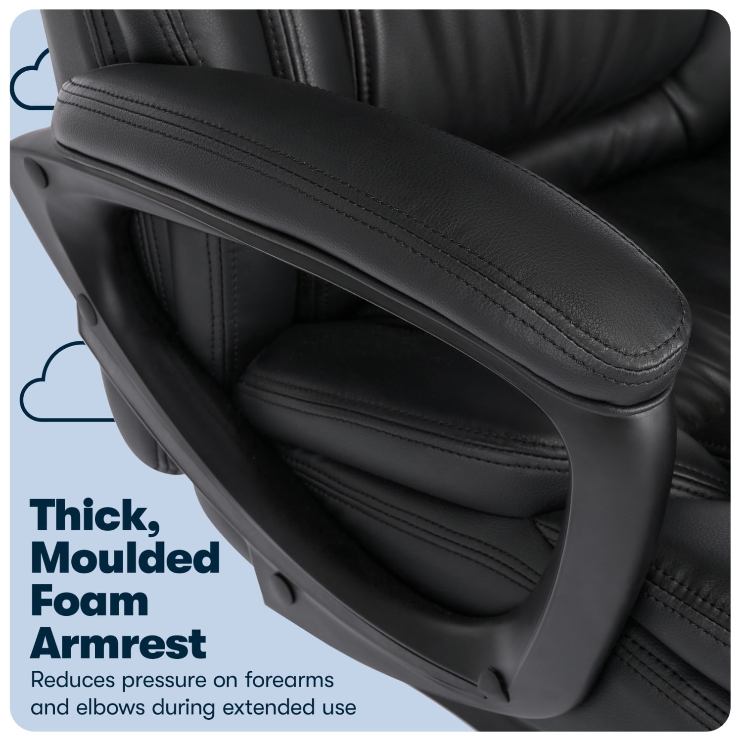 Serta Garret Ergonomic Bonded Leather High-Back Executive Chair, Space Black - Image 9