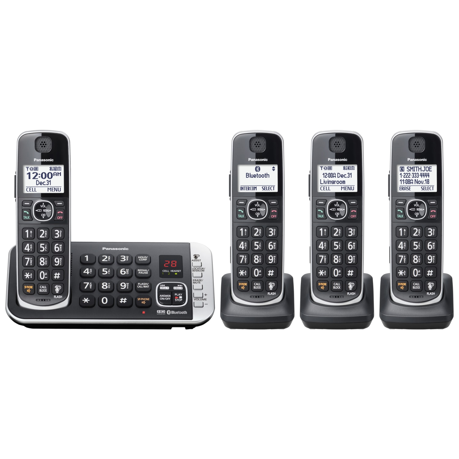 Panasonic Link2Cell Bluetooth DECT 6.0 Expandable Cordless Phone System With Digital Answering System, KX-TGE674B - Image 3