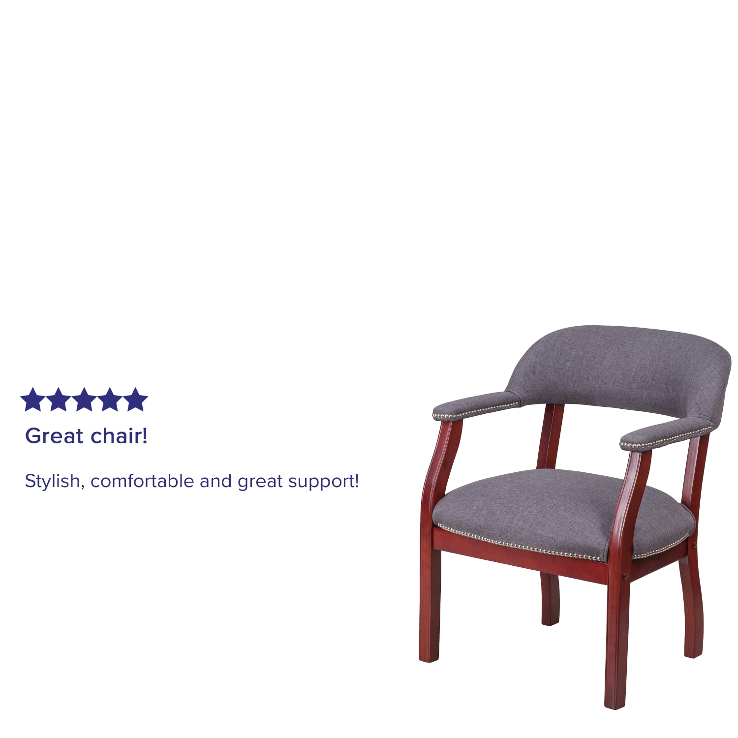 Flash Furniture Fabric Conference Guest Chair With Accent Nail Trim, Gray - Image 5