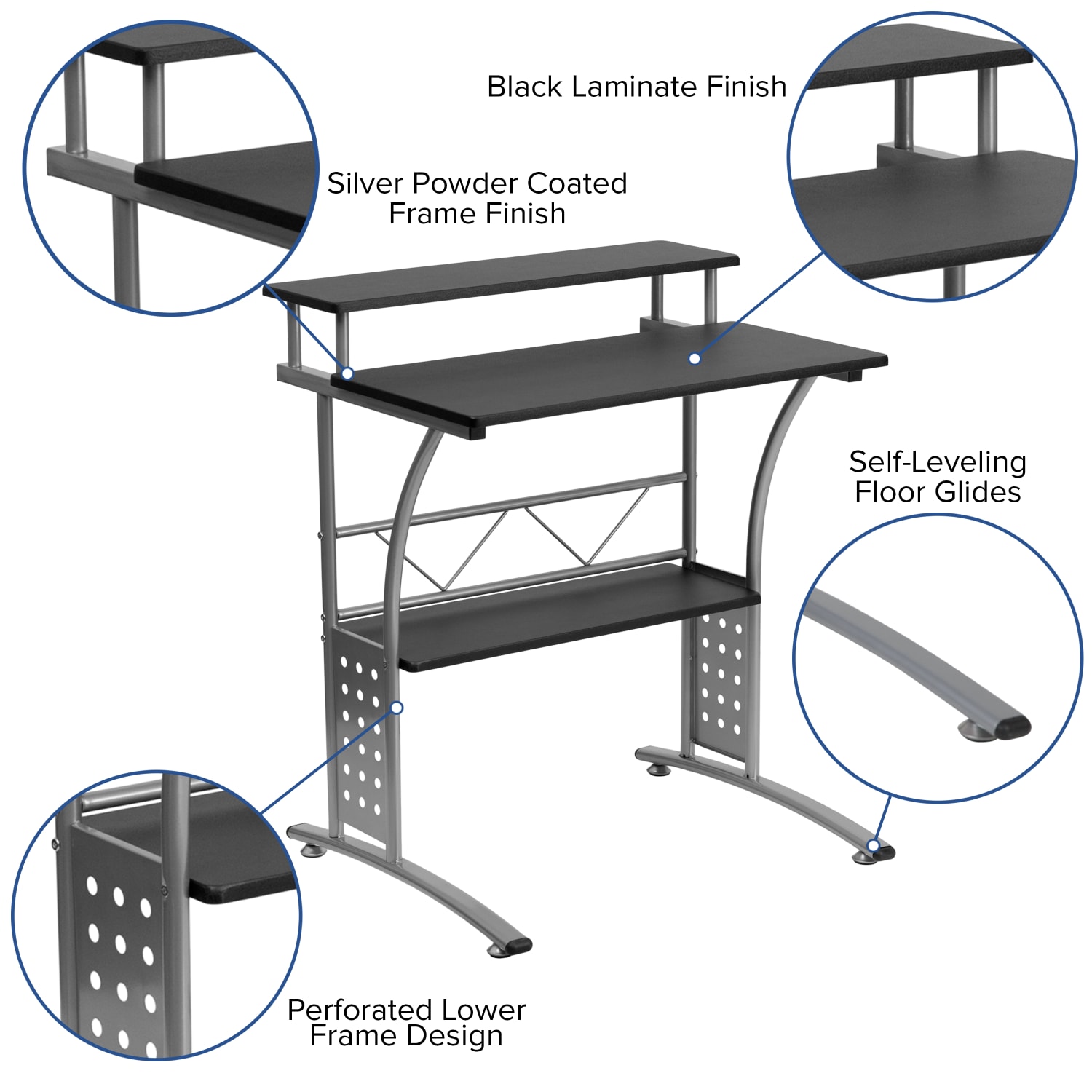 Flash Furniture Work From Home Desk/Chair Set With Computer Desk, Ergonomic Mesh Chair/Mobile Filing Cabinet, Black, BLNCLIFAPPX5BK - Image 6