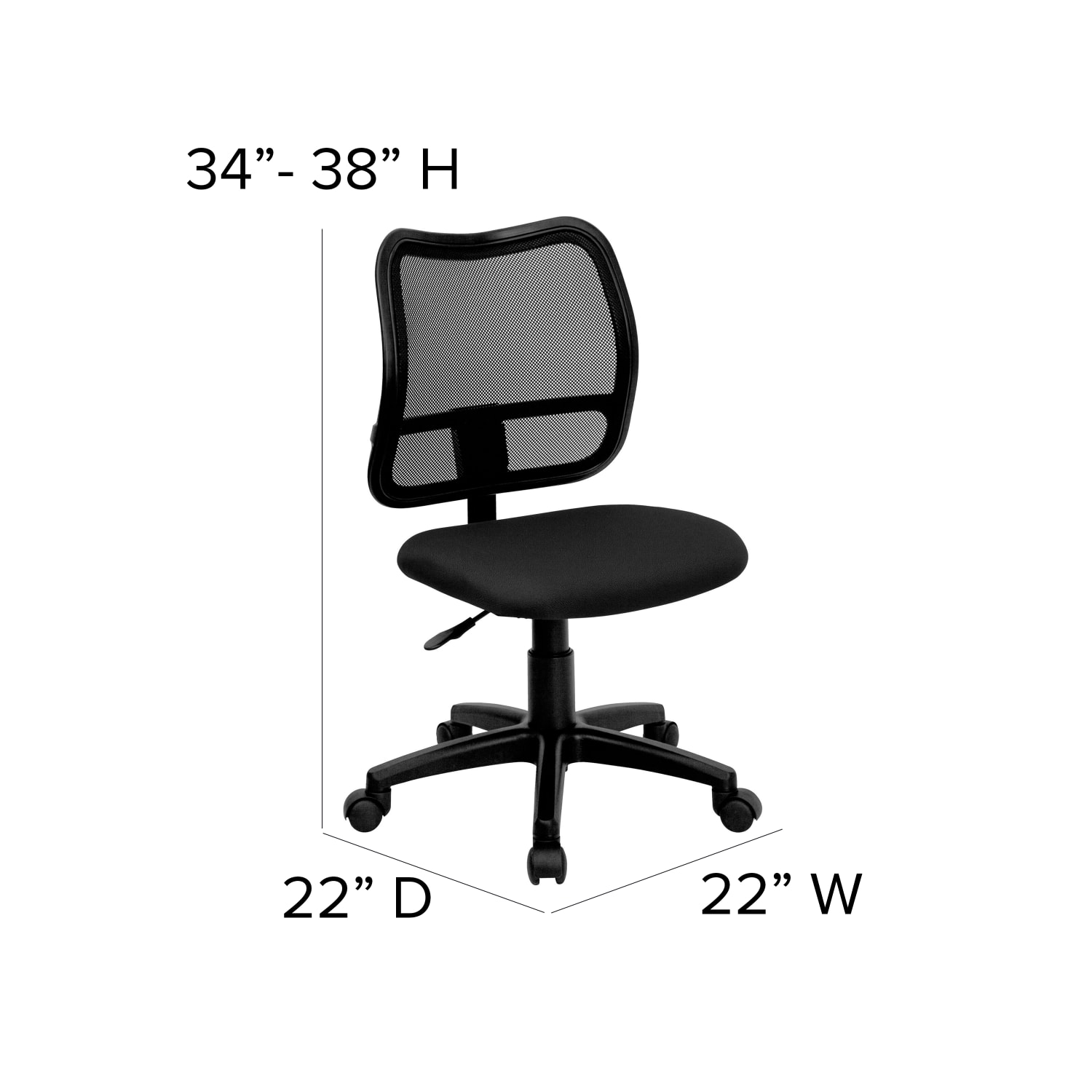 Flash Furniture Mesh Mid-Back Swivel Task Chair With Padded Fabric Seat, Black - Image 8
