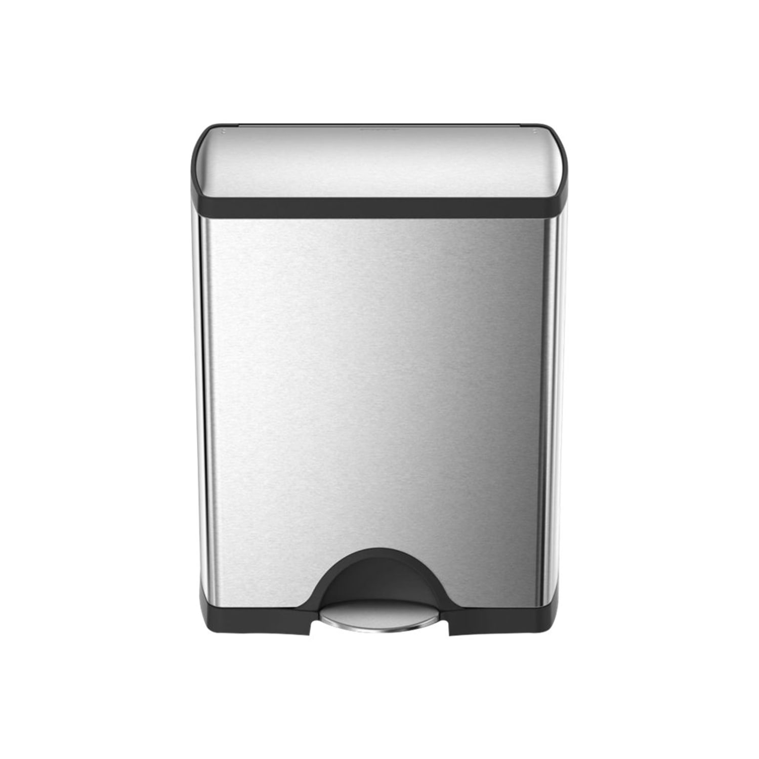 simplehuman Rectangular Dual-Compartment Step Recycler Trash Can, 12.15 Gallons, Brushed Stainless Steel - Image 6
