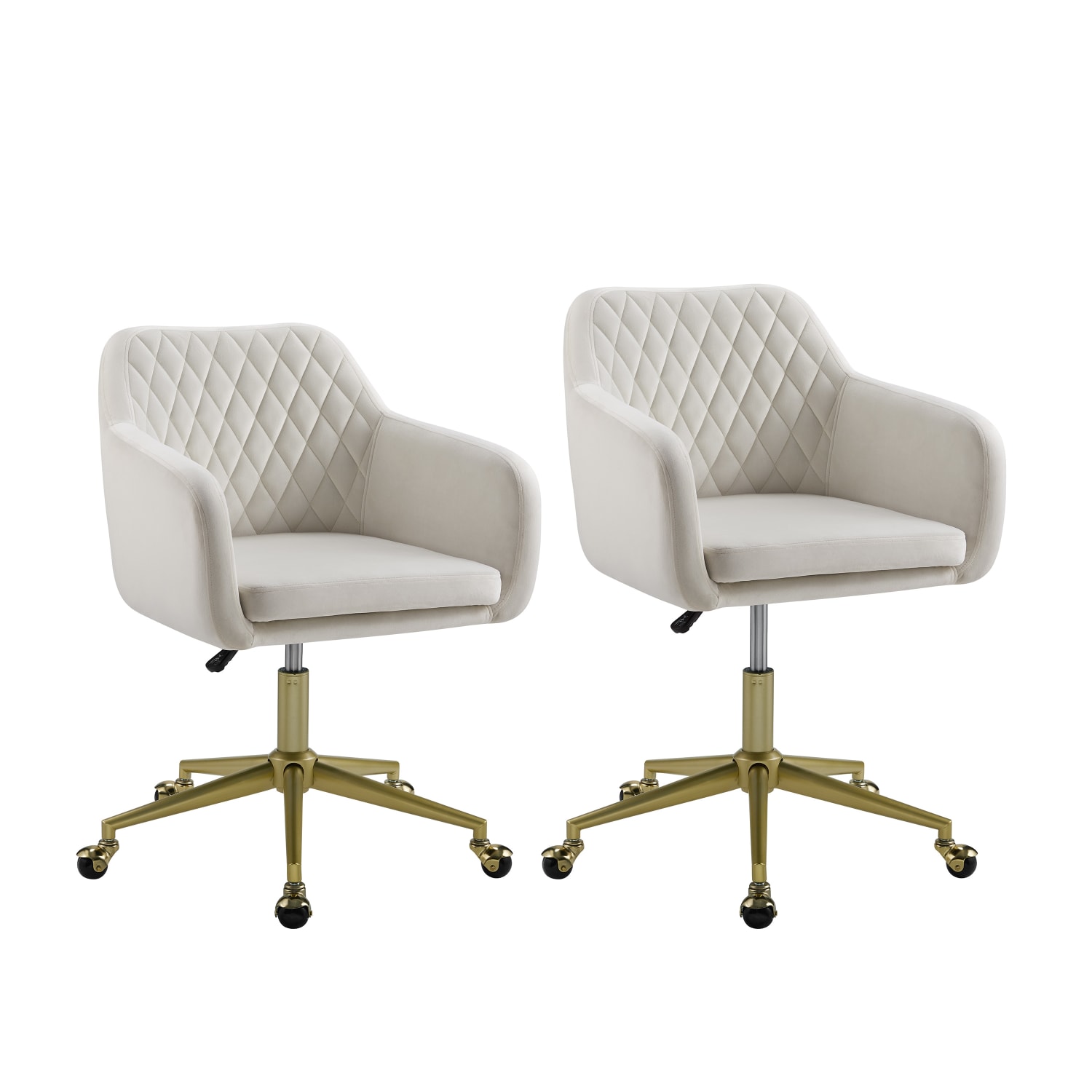 Linon Inman Quilted Fabric MidBack Home Office Chair OffWhiteGold PopularChairscom Linon Inman Quilted Fabric Mid Back Home Office Chair Off WhiteGold PopularChairscom