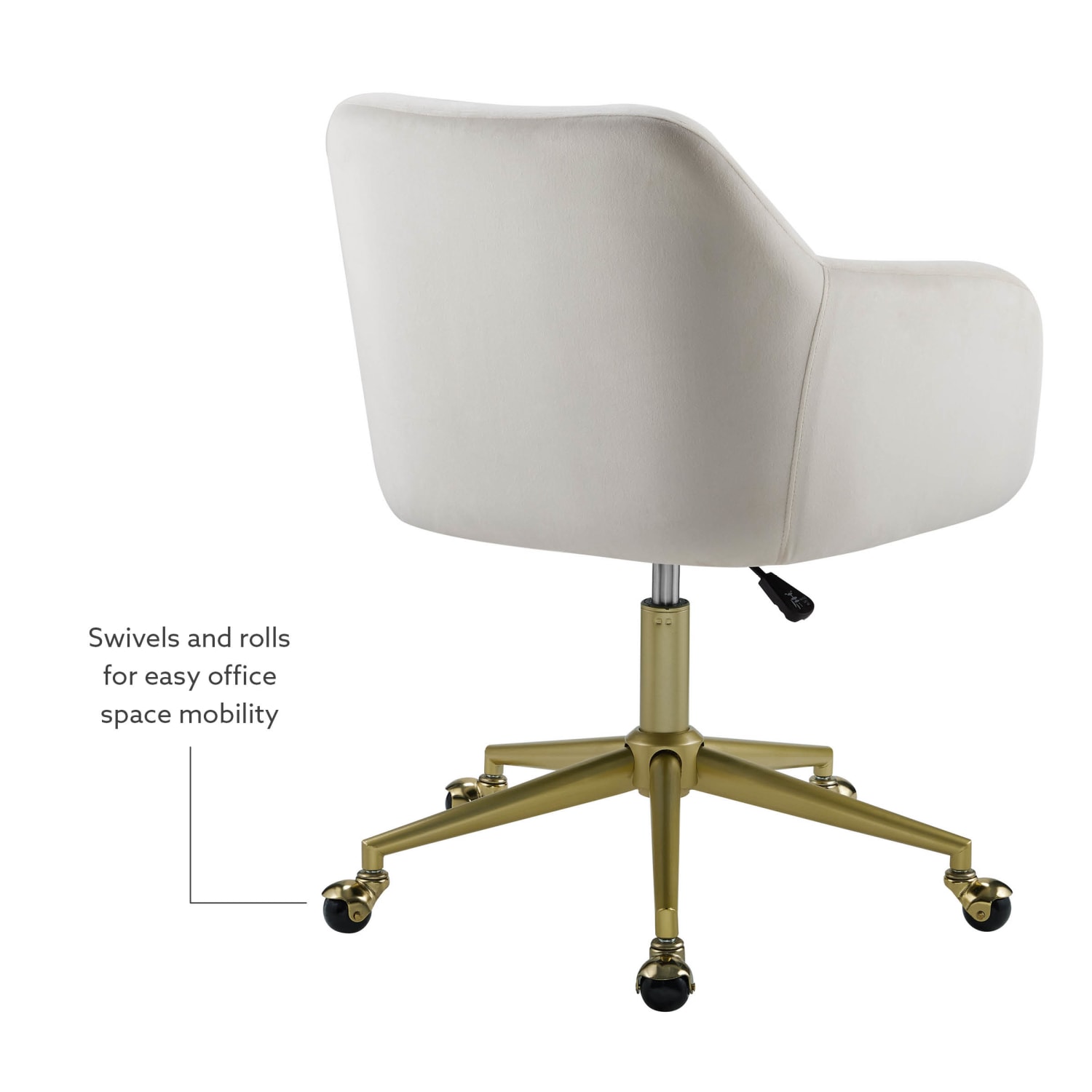 Linon Inman Quilted Fabric MidBack Home Office Chair OffWhiteGold PopularChairscom Linon Inman Quilted Fabric Mid Back Home Office Chair Off WhiteGold PopularChairscom