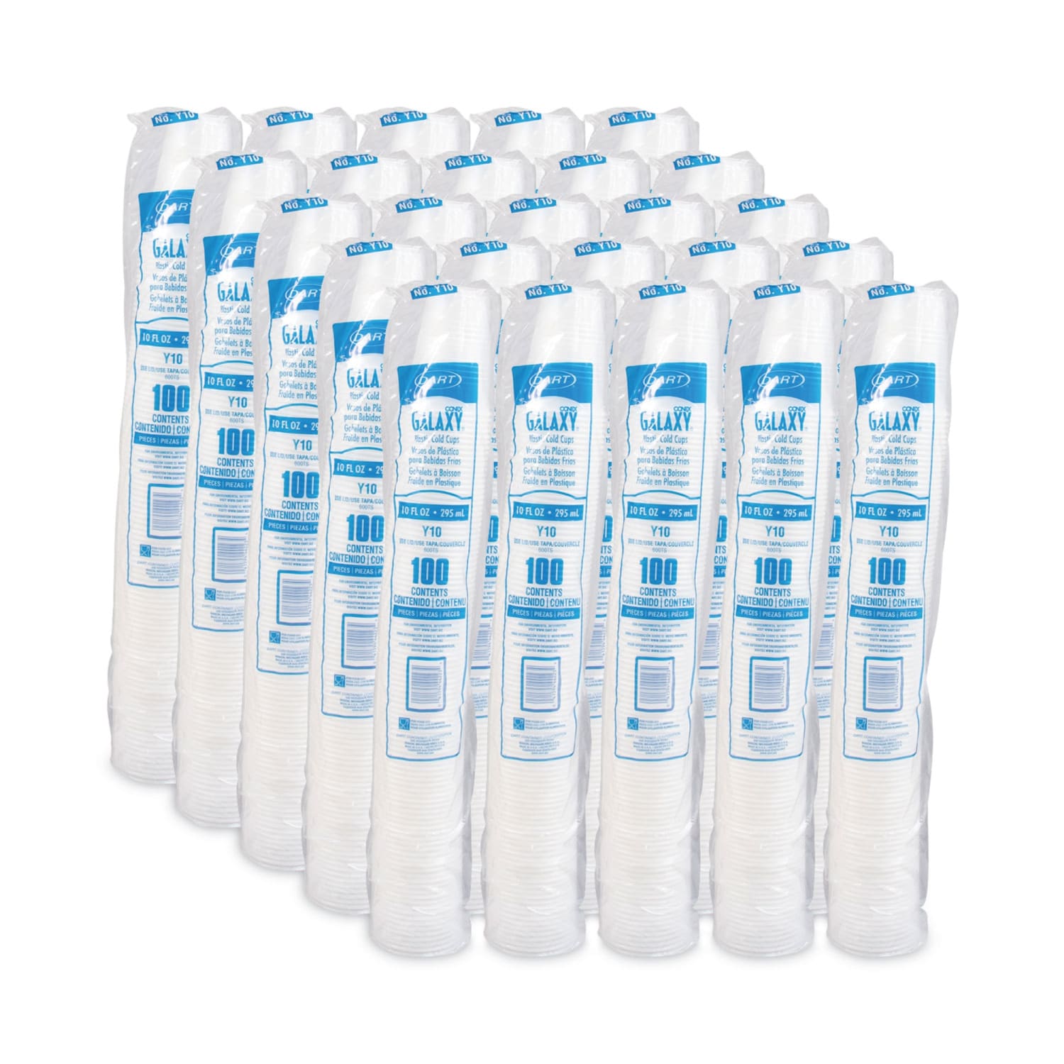 Dart High-Impact Polystyrene Cold Cups, 10 Oz, Clear, Sleeve Of 100 Cups, Carton Of 25 Sleeves - Image 3
