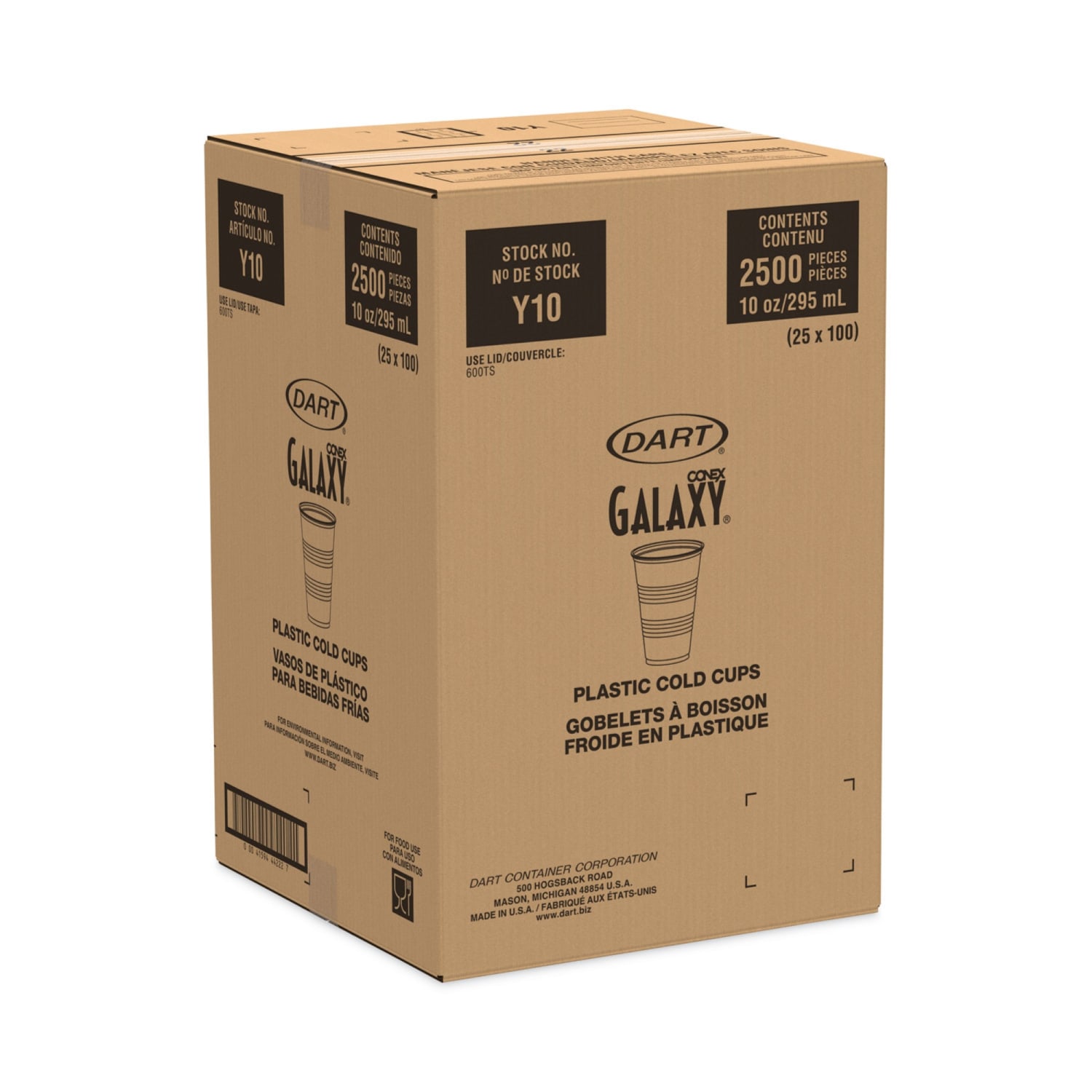 Dart High-Impact Polystyrene Cold Cups, 10 Oz, Clear, Sleeve Of 100 Cups, Carton Of 25 Sleeves - Image 4