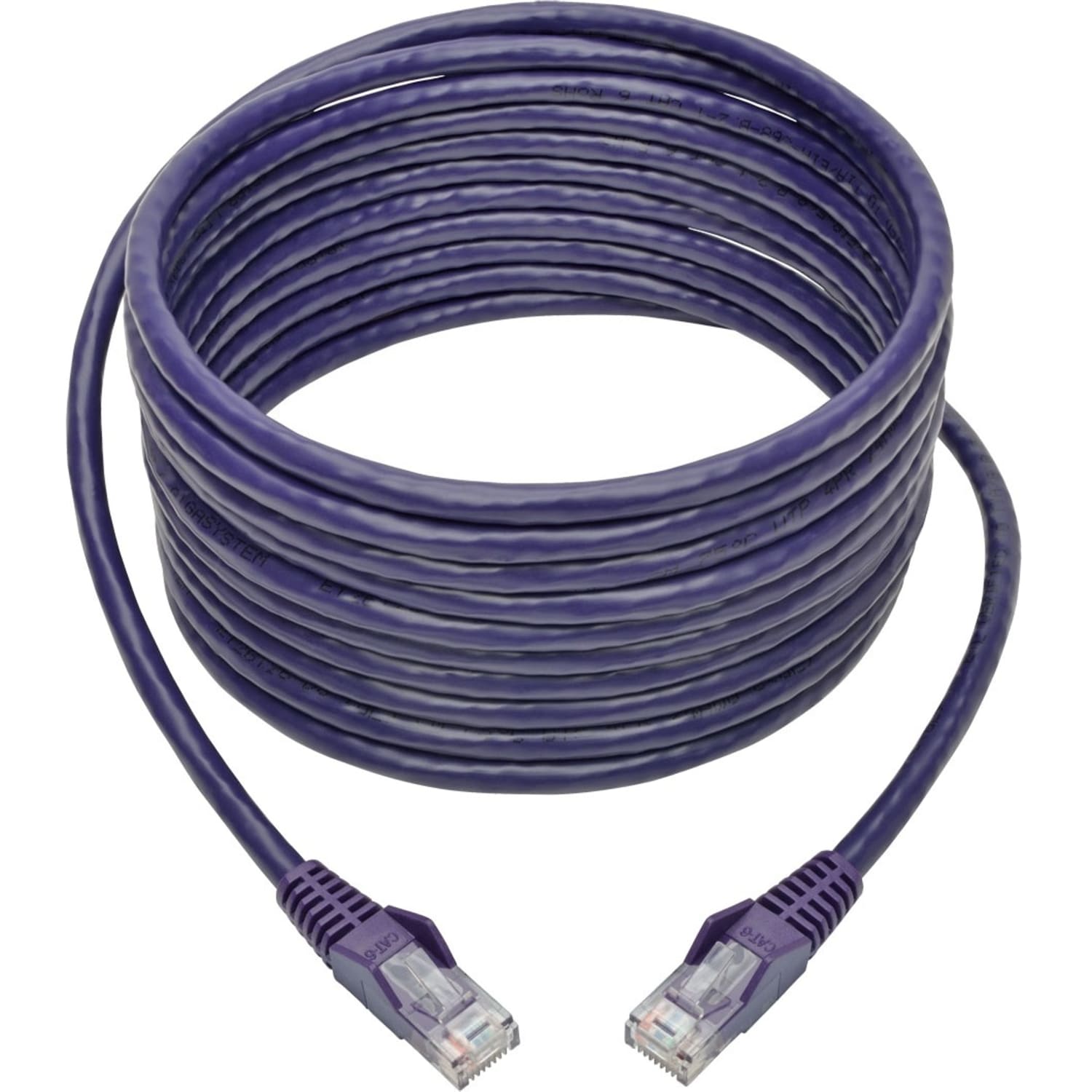 Tripp Lite Cat6 Gigabit Snagless Molded (UTP) Ethernet Cable (RJ45 M/M) PoE Purple 15 ft. (4.57 m) - Image 3