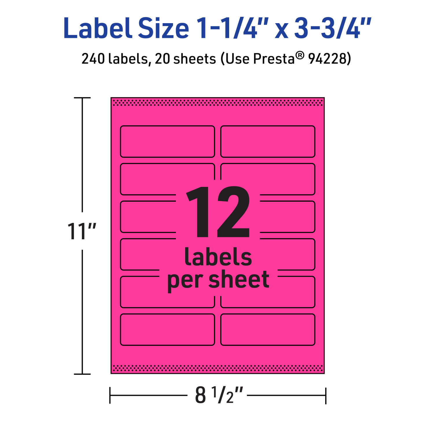 Avery Print-To-The-Edge Labels With Sure Feed Technology And Easy Peel, 94228-NMP20, Rectangle, 1-1/4in x 3-3/4in, Matte Neon Magenta, Pack of 240 - Image 6