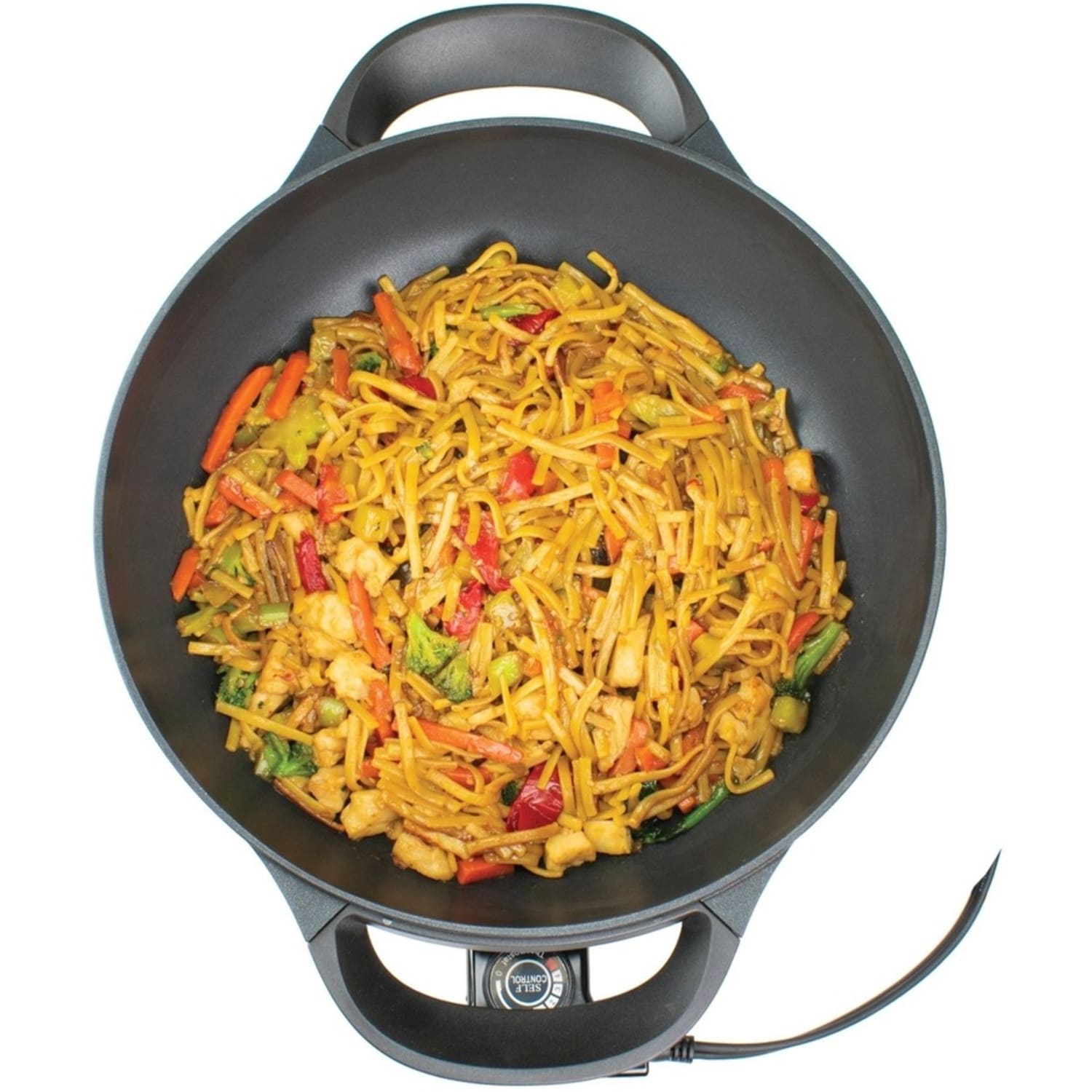 Brentwood 3-Inch Non-Stick Flat Bottom Electric Wok Skillet with Vented Glass Lid, Black - 13in Width x 17.50in Length - 450 deg.F (232.2 deg.C) - 1400 W - Image 5