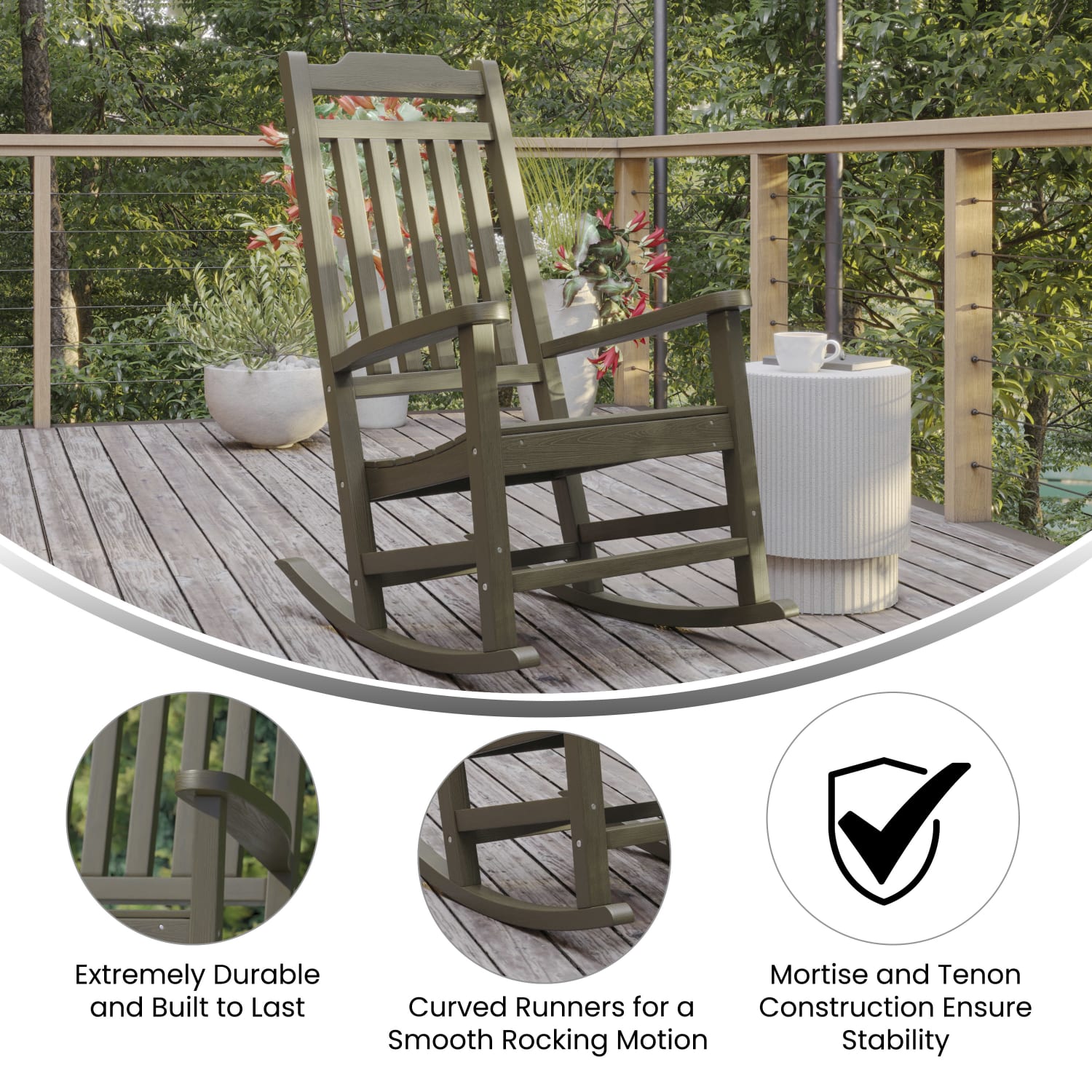 Flash Furniture Winston All Weather Rocking Chair Mahogany PopularChairscom
