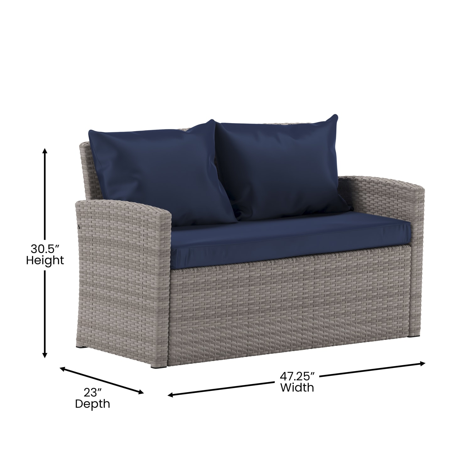 Flash Furniture Aransas Series 4-Piece Patio Set, Navy/Light Gray - Image 6