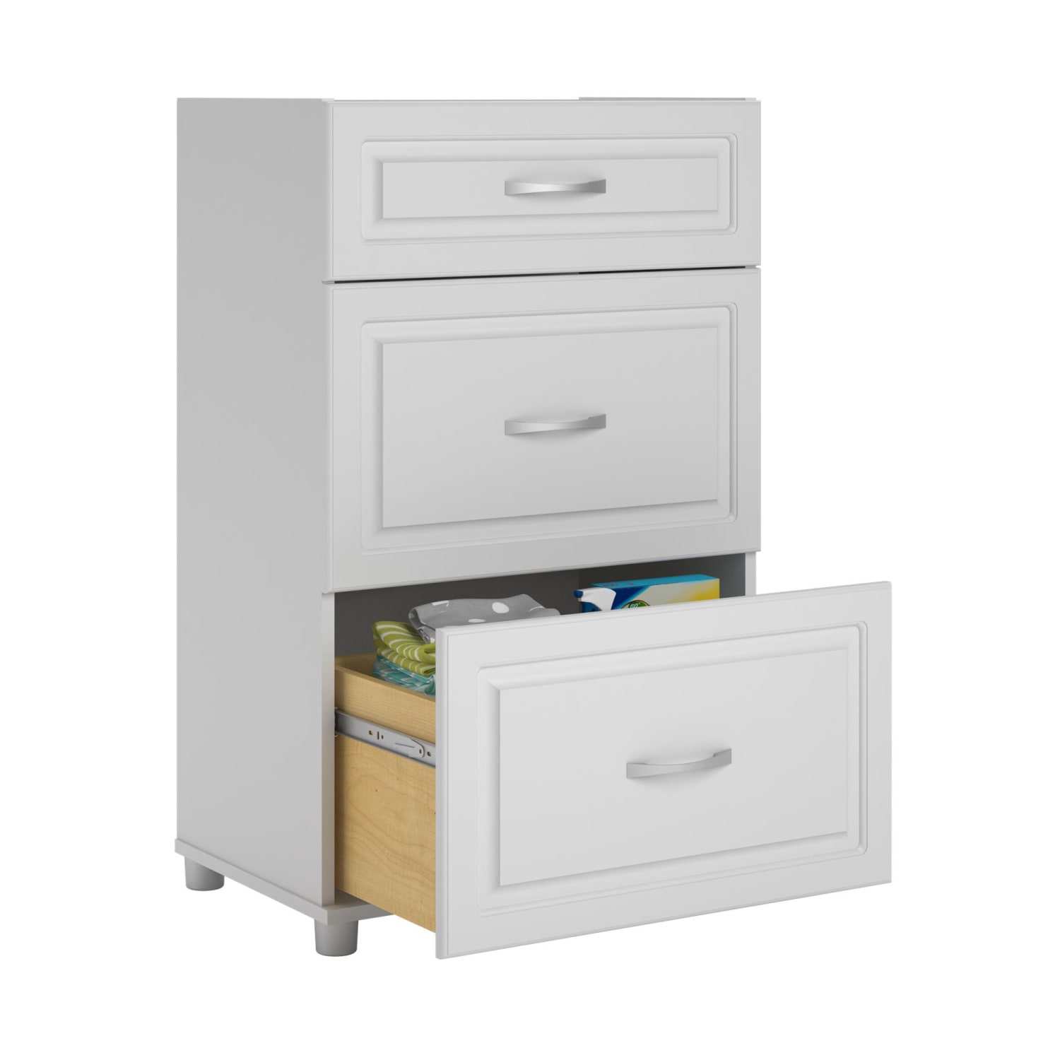 Ameriwood Home Kendall Base Storage Cabinet, 3 Drawers, White - Image 3