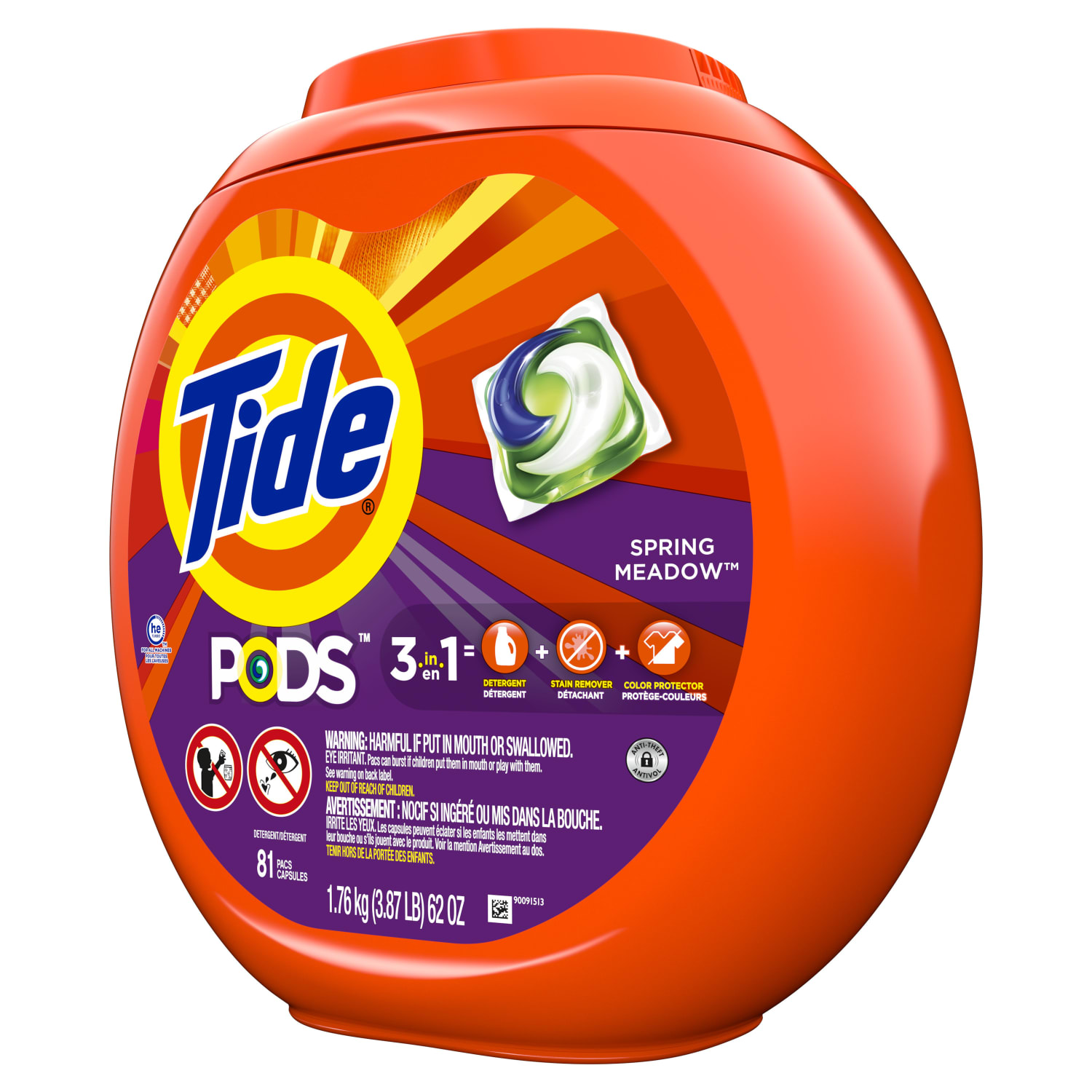 Tide PODS Liquid Laundry Detergent Soap Pacs, 62 Oz, Spring Meadow Scent, Case Of 4 Containers - Image 5
