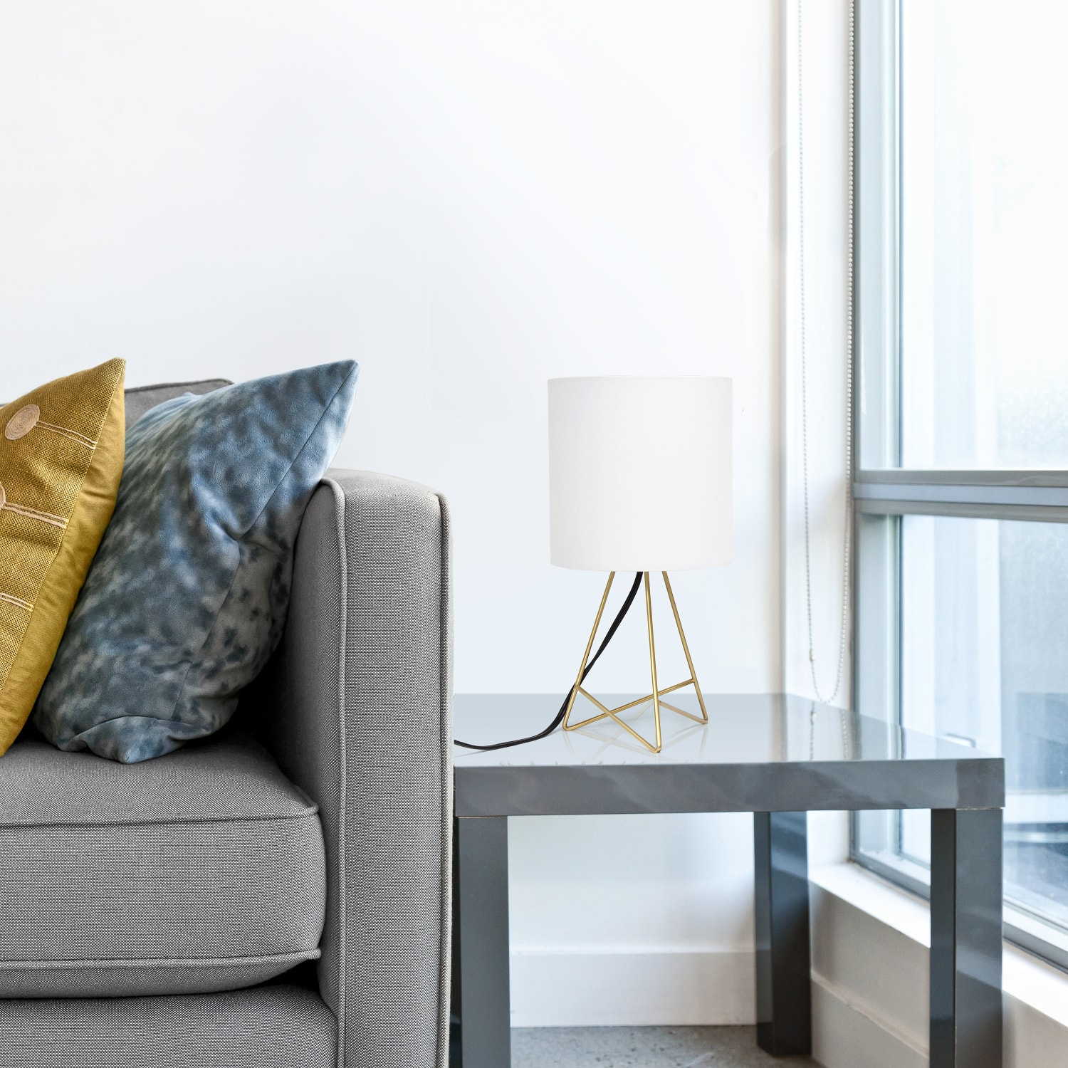 Simple Designs Down To The Wire Table Lamp, 13-1/2inH, White Shade/Gold Base - Image 6