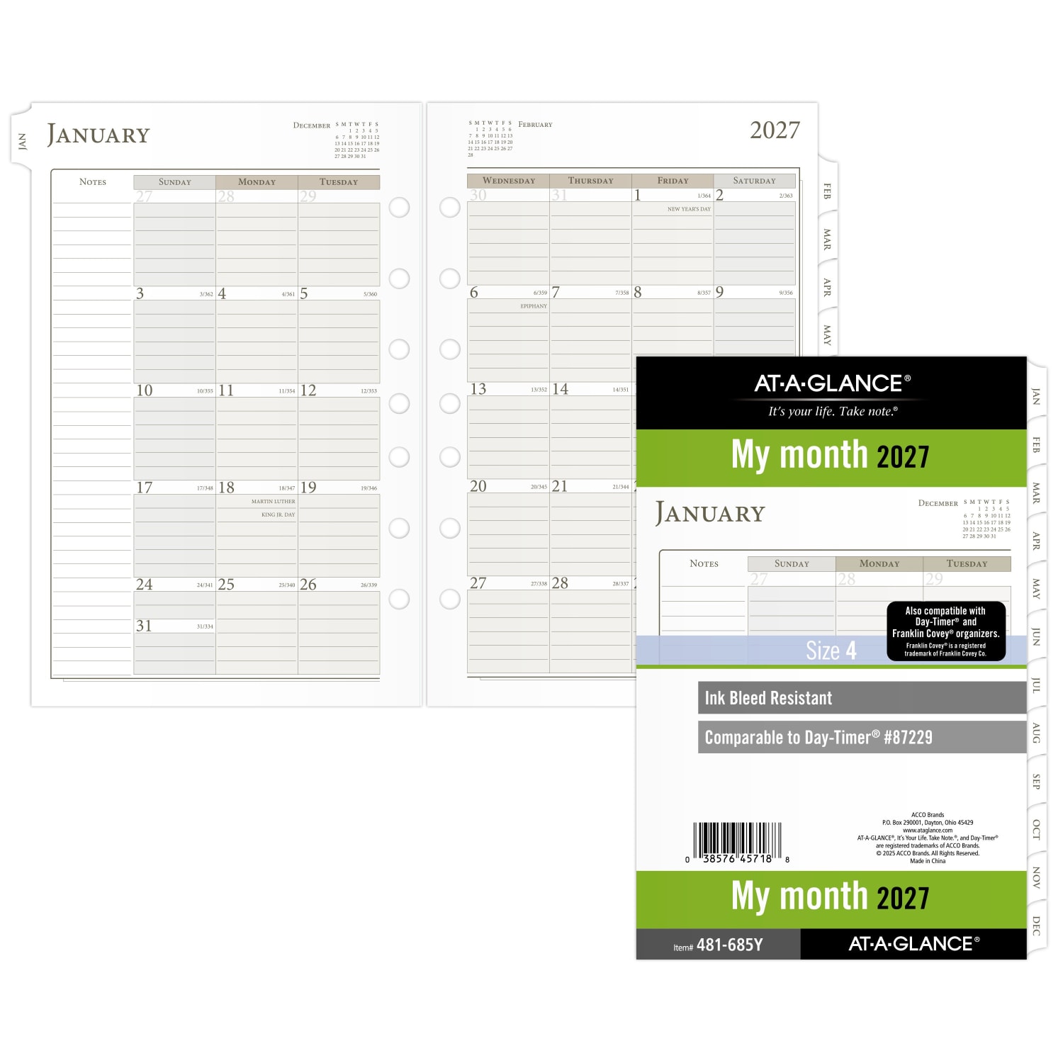 AT-A-GLANCE 2027 Monthly Planner Refill, Loose-Leaf, Desk Size, 5 1/2in x 8 1/2in, 481685Y27 - Image 5