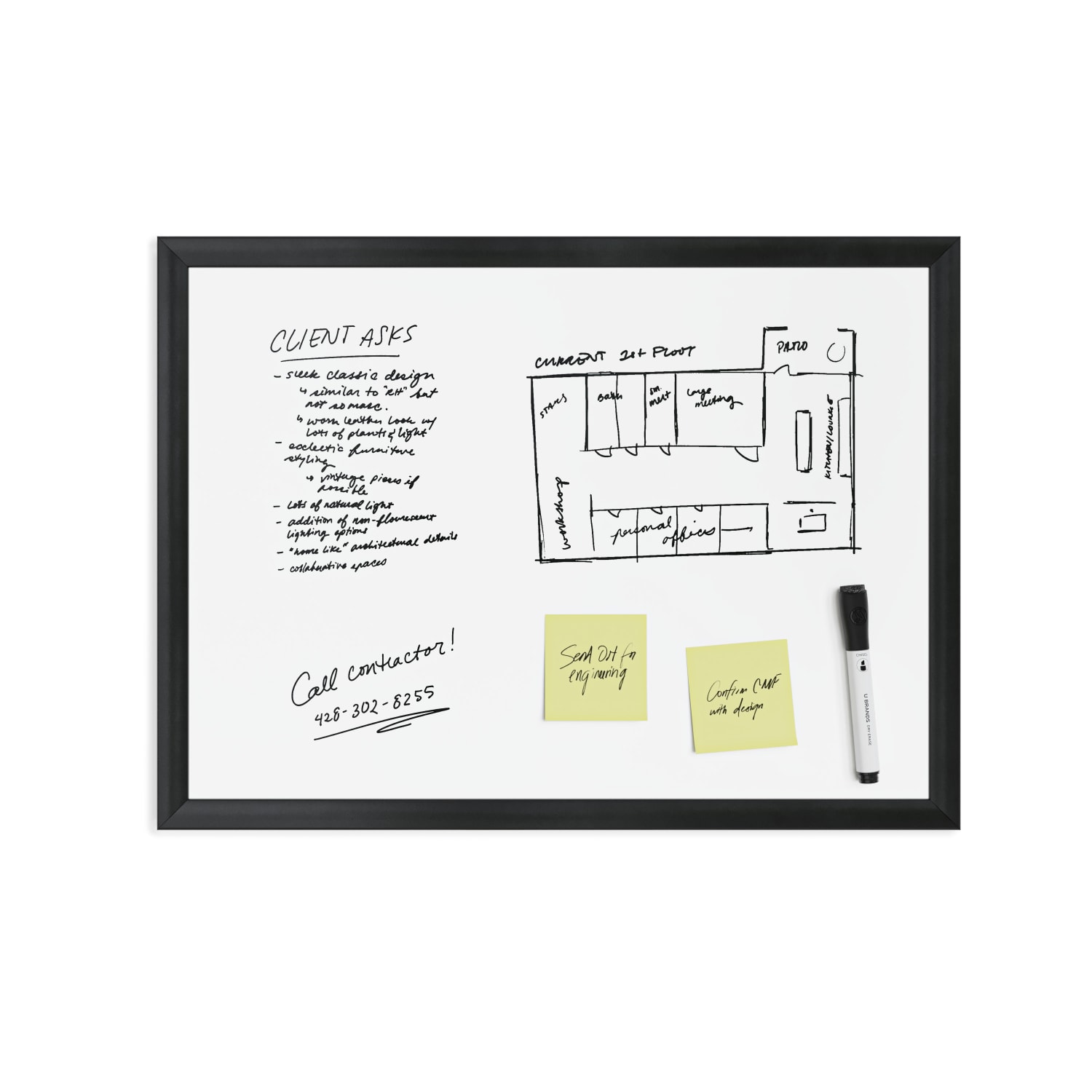 U Brands PINIT Magnetic Dry-Erase Board, 72in X 48in, Black Aluminum Frame, Actual Size 70in X 47in (3012U00-01) - Image 5