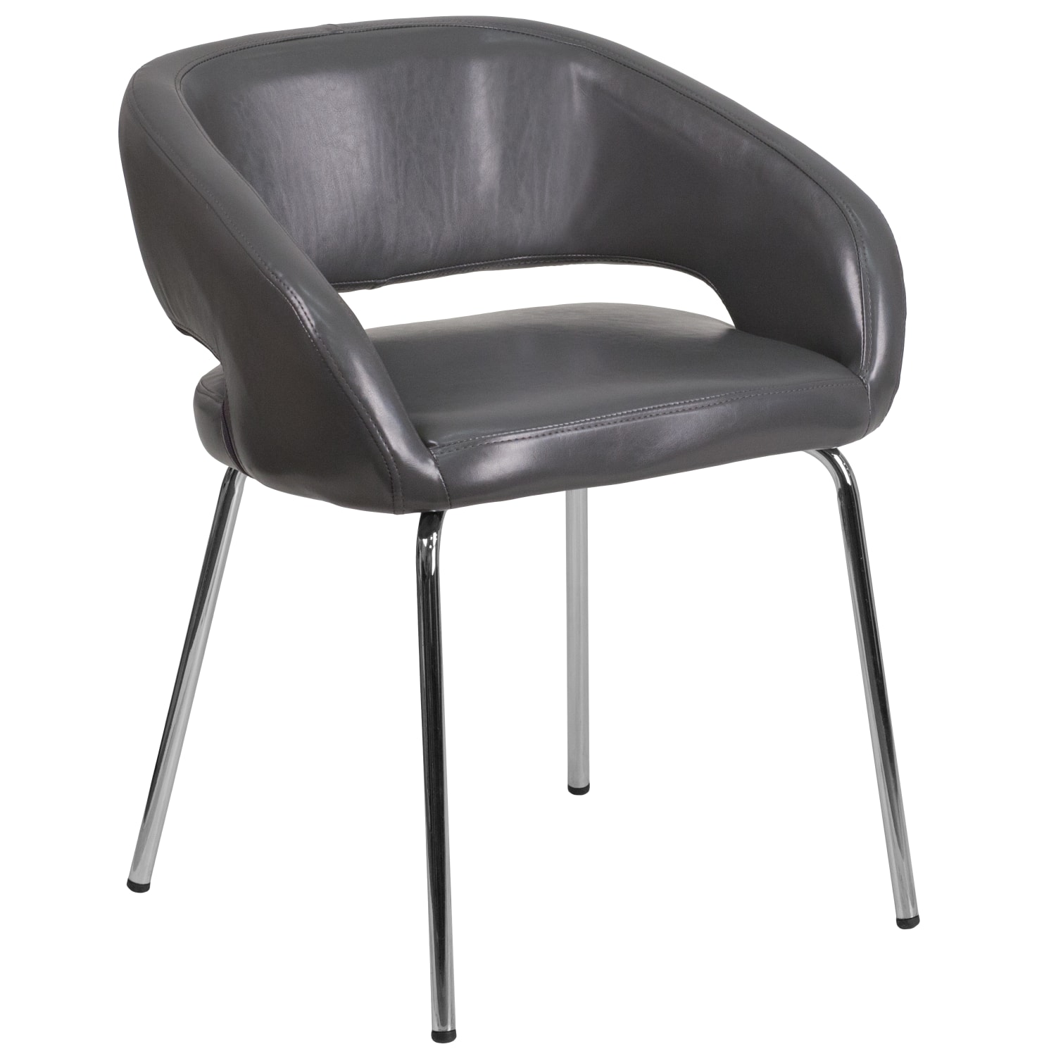 Flash Furniture Fusion Contemporary LeatherSoft Faux Leather Side Reception Chair, Gray - Image 3