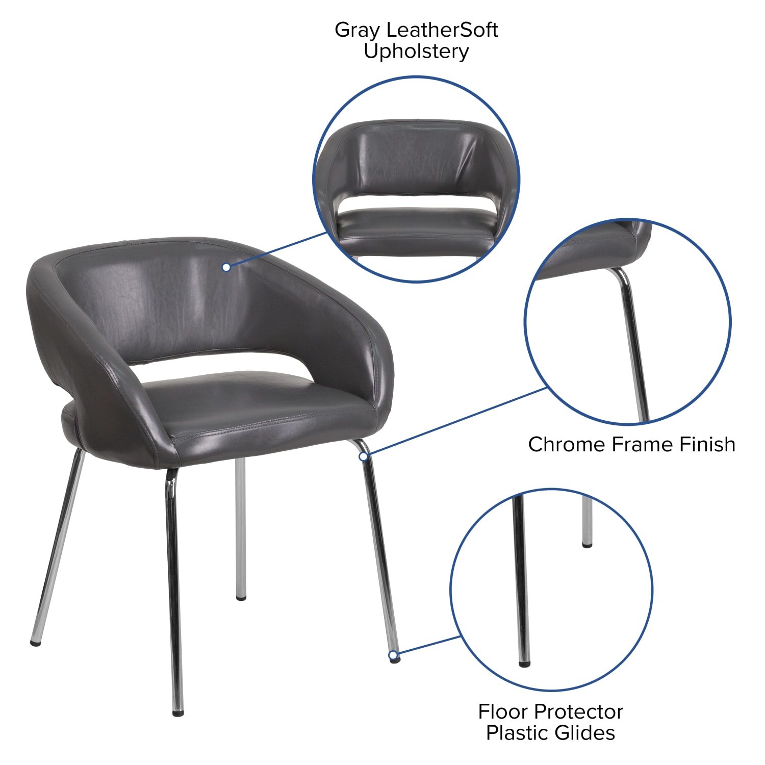 Flash Furniture Fusion Contemporary LeatherSoft Faux Leather Side Reception Chair, Gray - Image 5