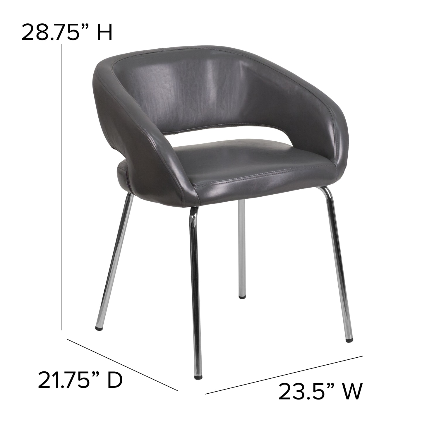 Flash Furniture Fusion Contemporary LeatherSoft Faux Leather Side Reception Chair, Gray - Image 6